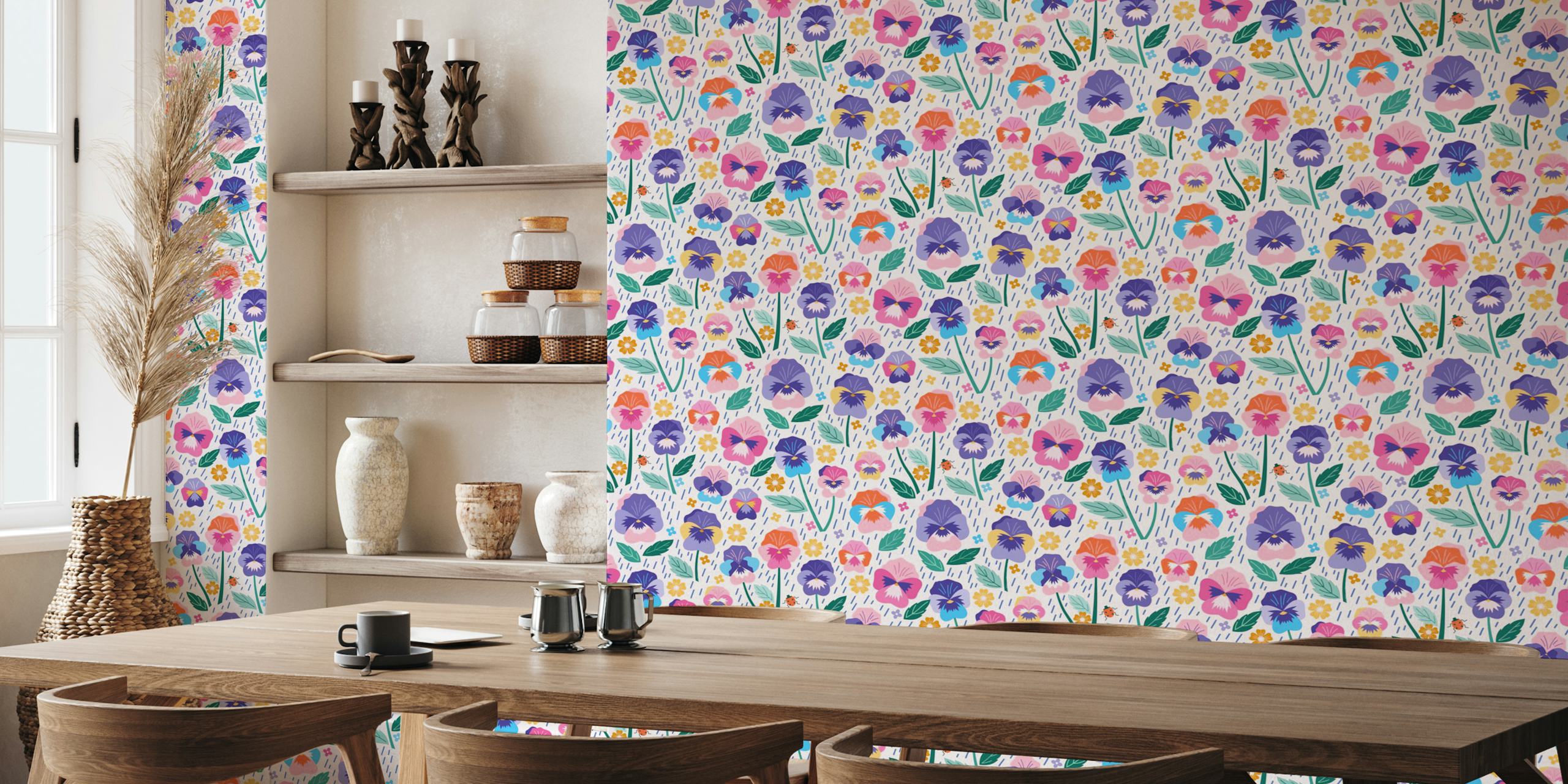 Svijetla Pansy Patch tapeta u sobi