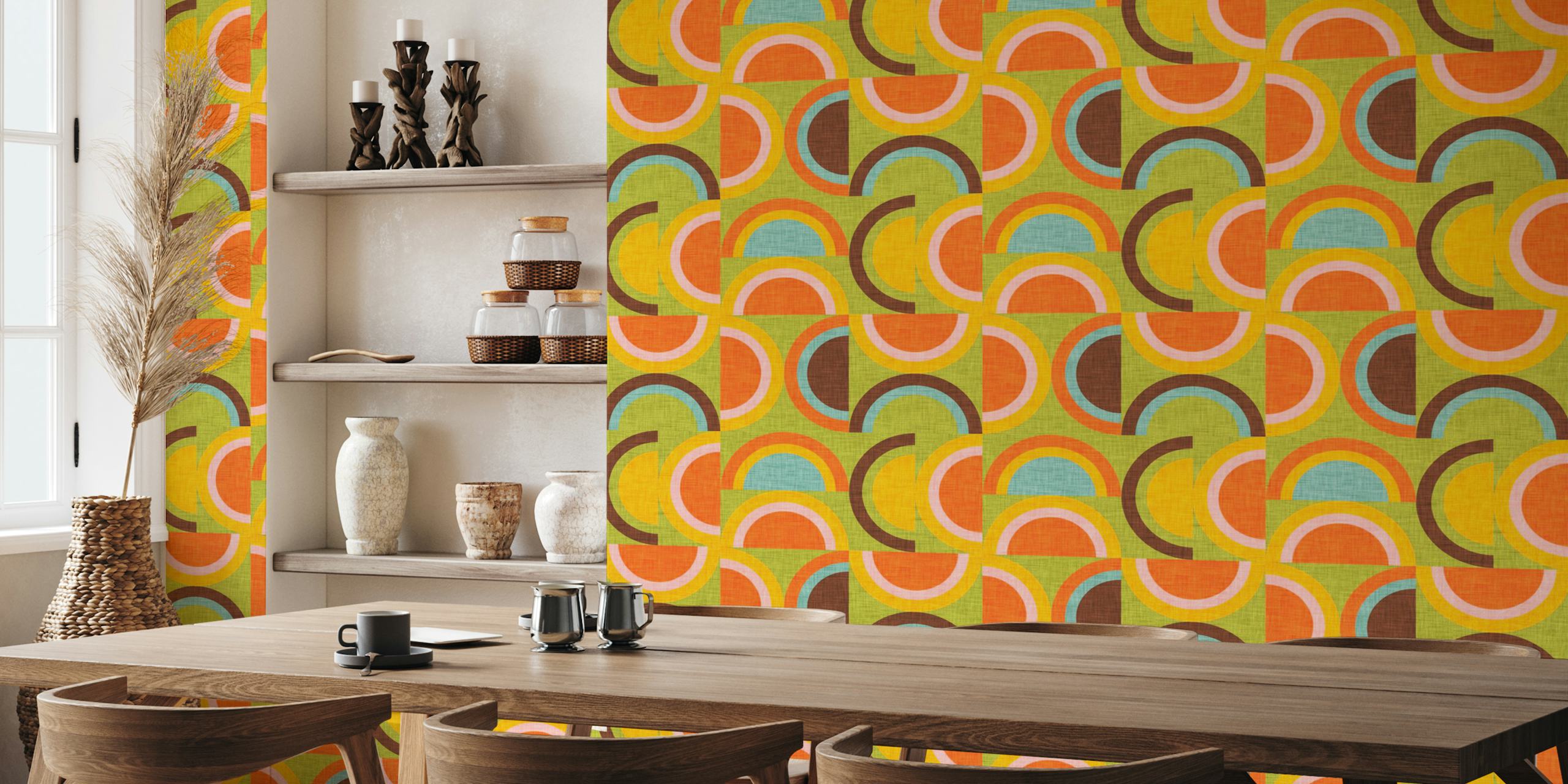 Colorful mid-century modern wallpaper design