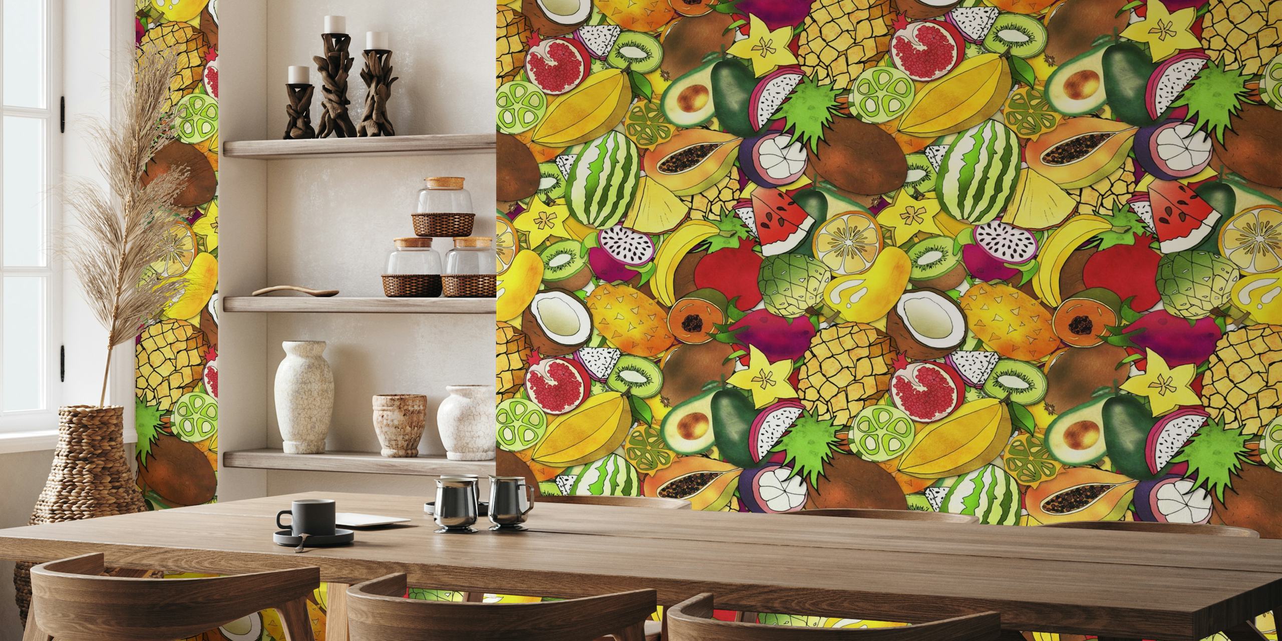 Maximalist Tropical Fruit Salad wallpaper