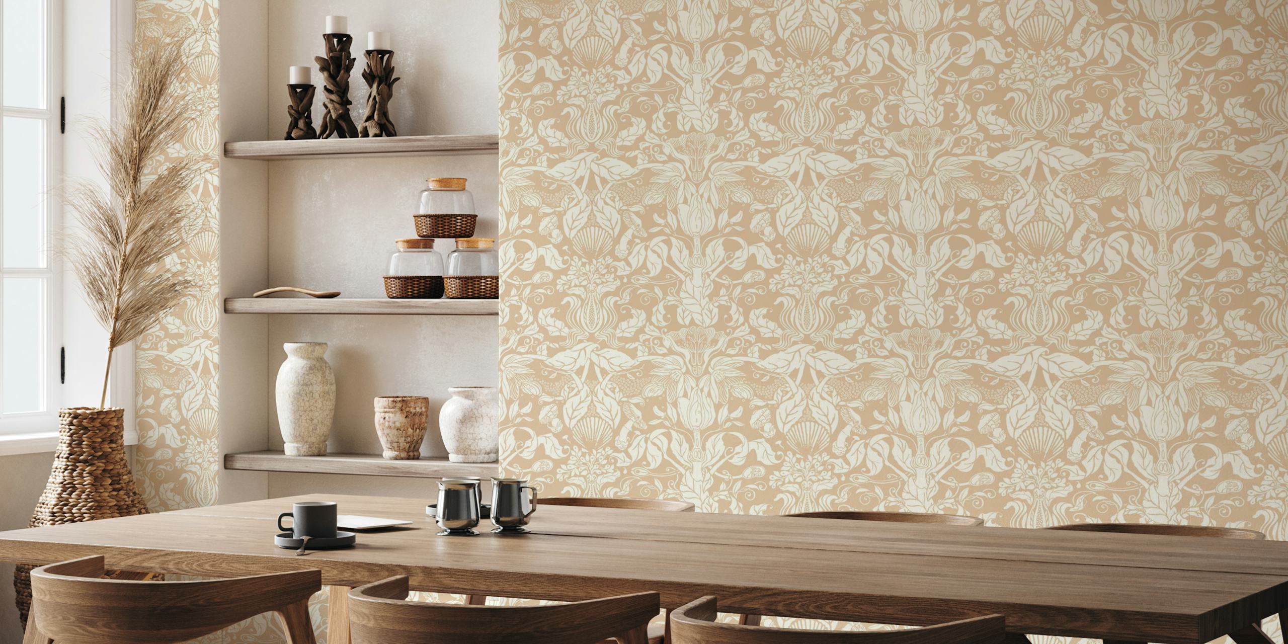 Tapeta Botanical damask and shell w pokoju