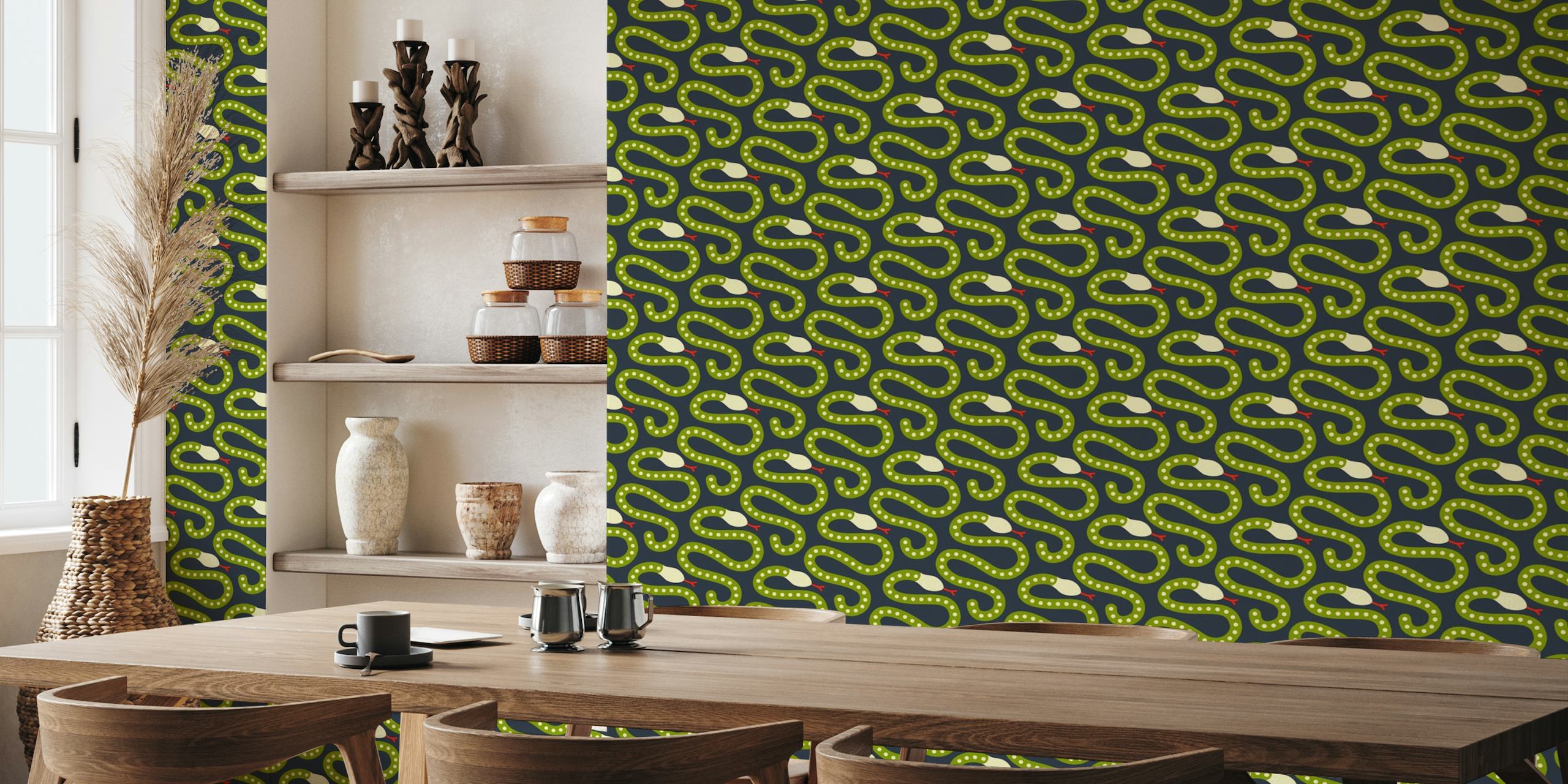 2841 B - green snakes wallpaper