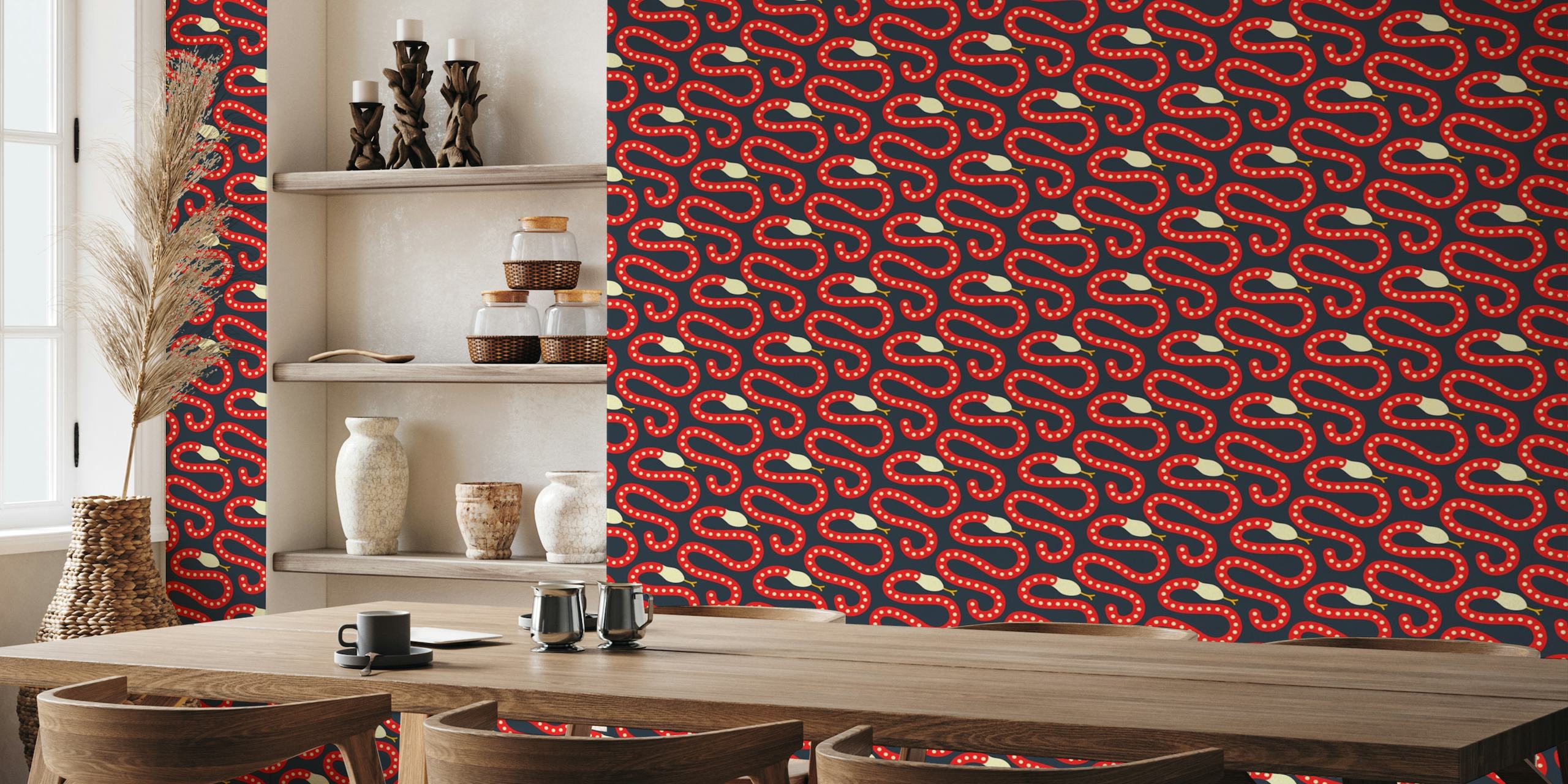 2841 C - dark red snakes wallpaper