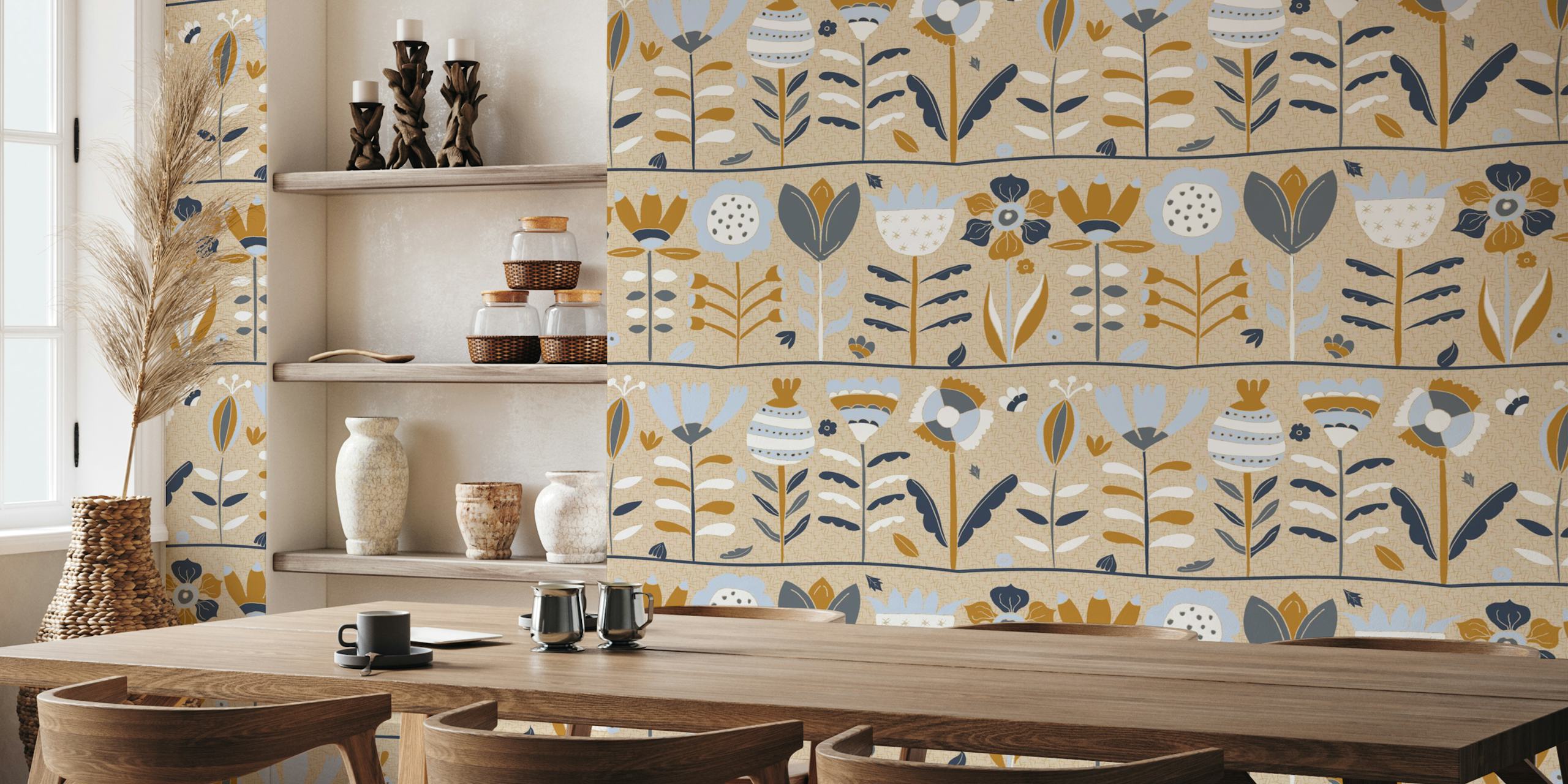 Bountiful Scandinavian Garden Tapete in einem Raum