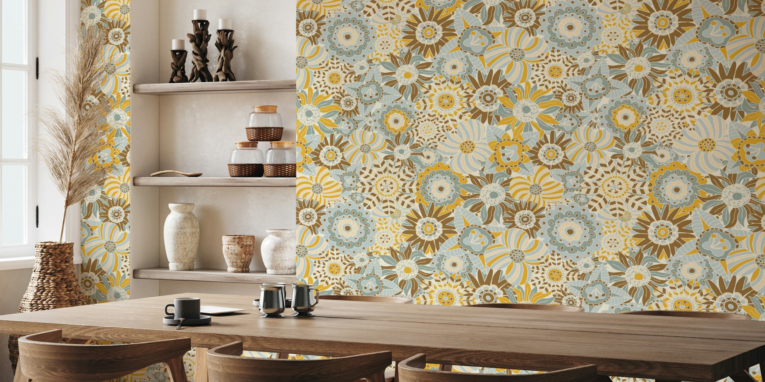 Maximalist floral vrt wallpaper u sobi