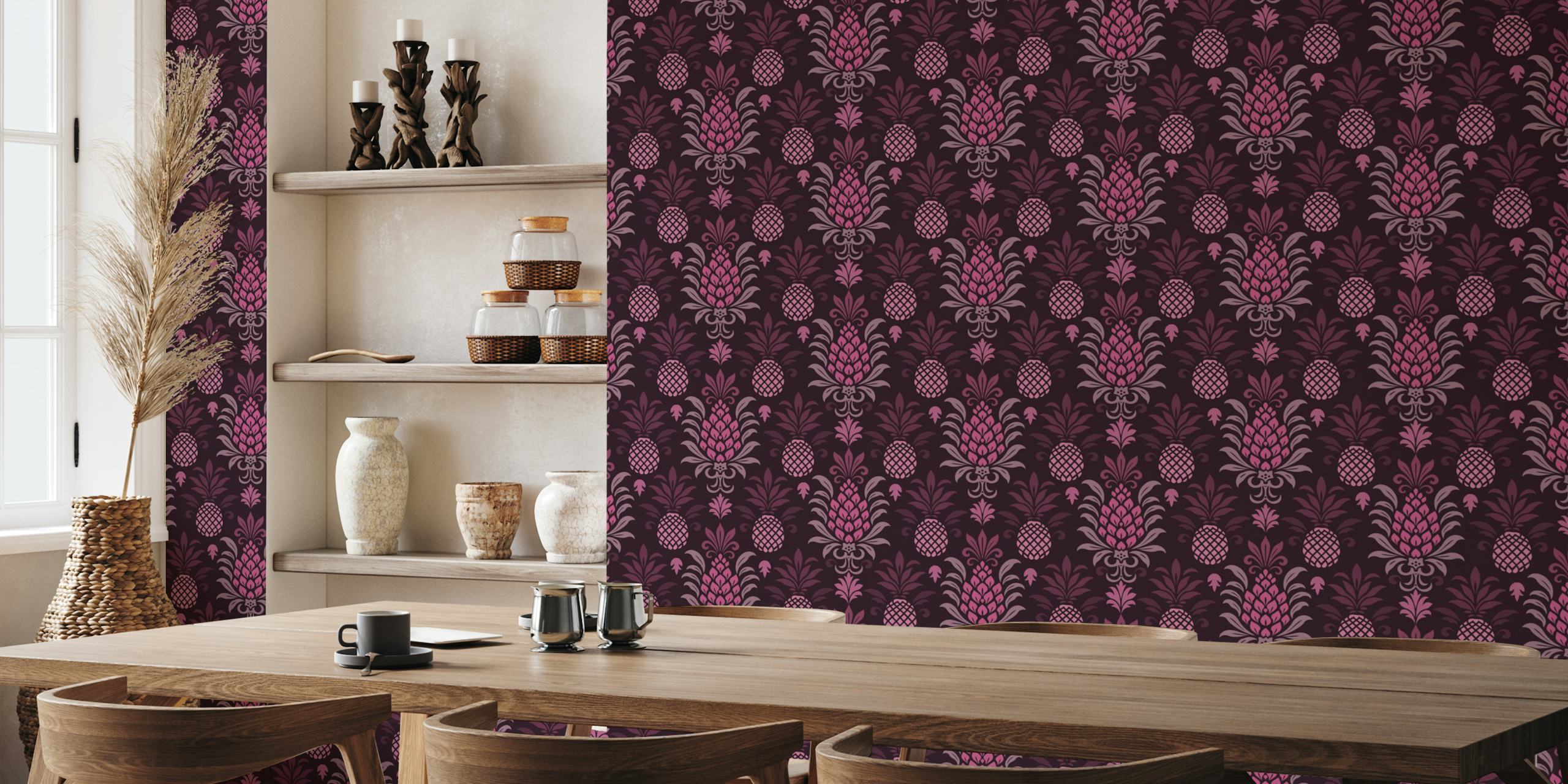 Modern pink and purple pineapple wallpaper