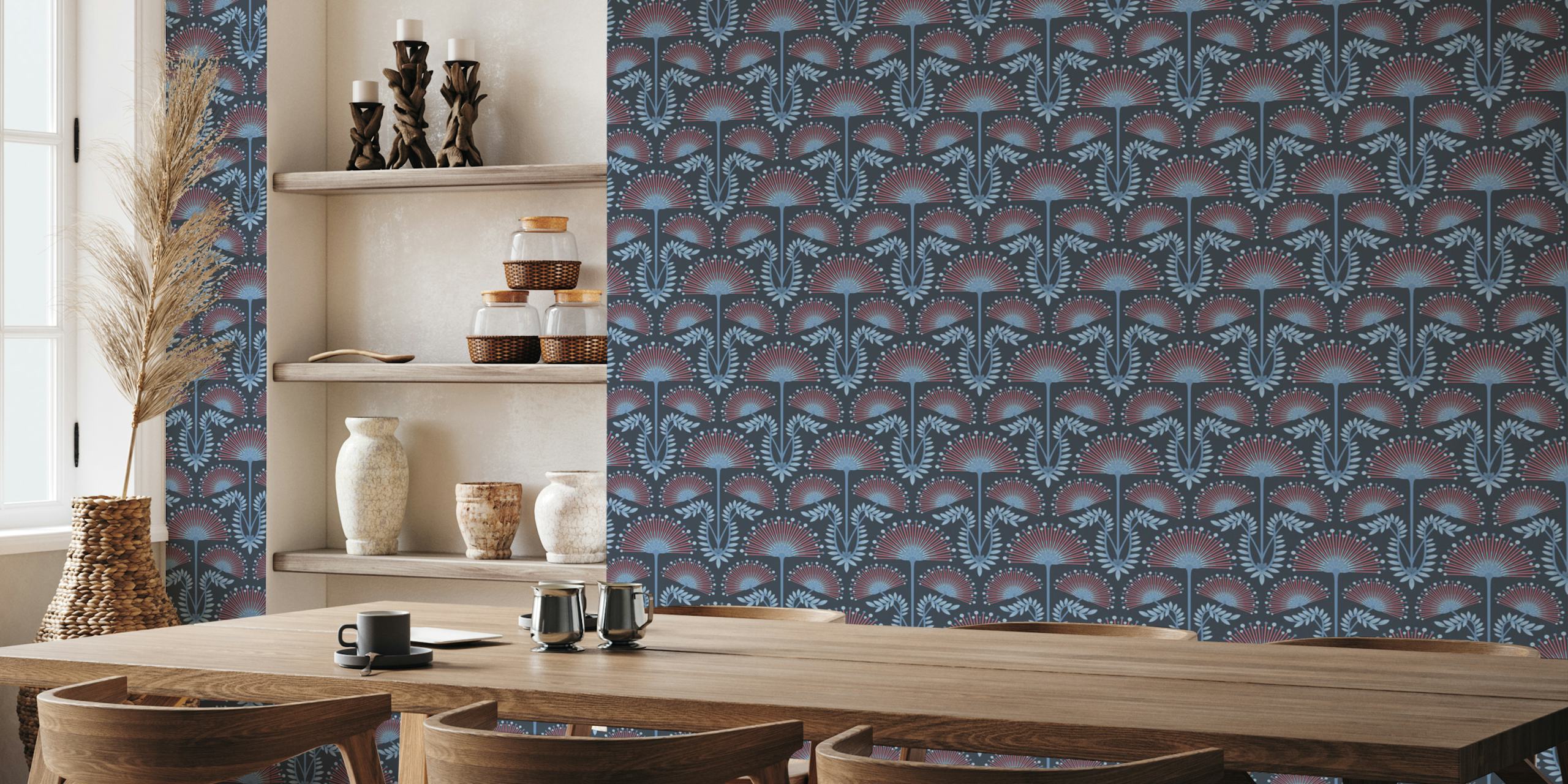 Mimosa Art Deco Floral Wallpaper In A Room