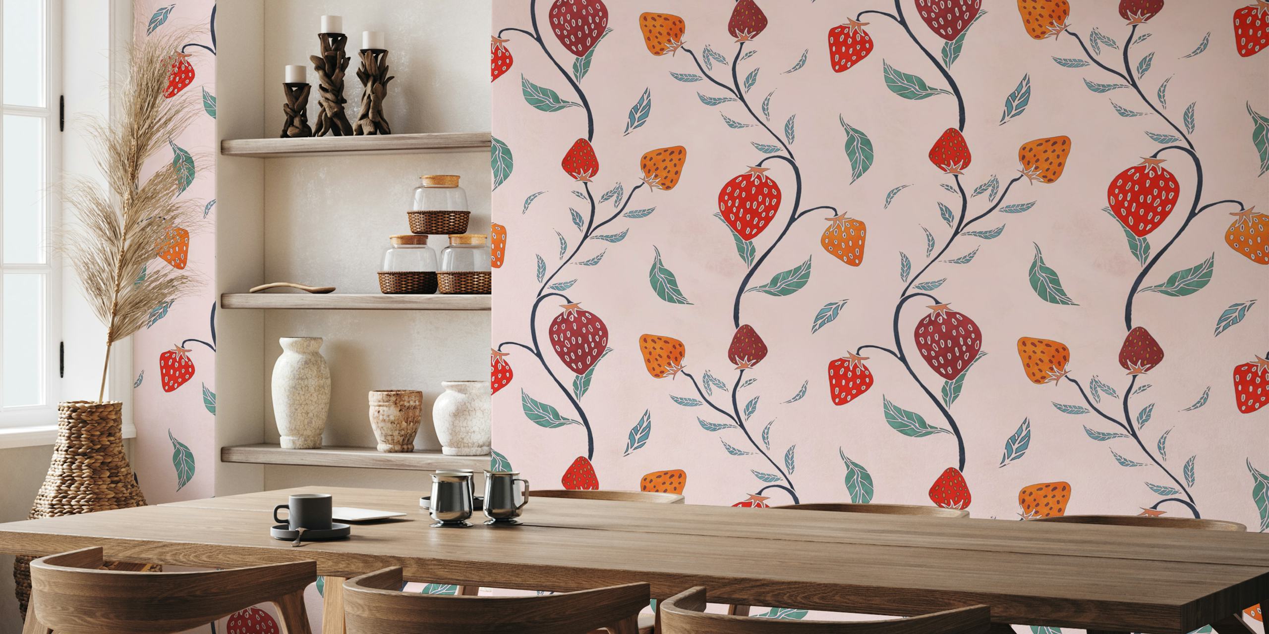 Delicious strawberries wallpaper in a room