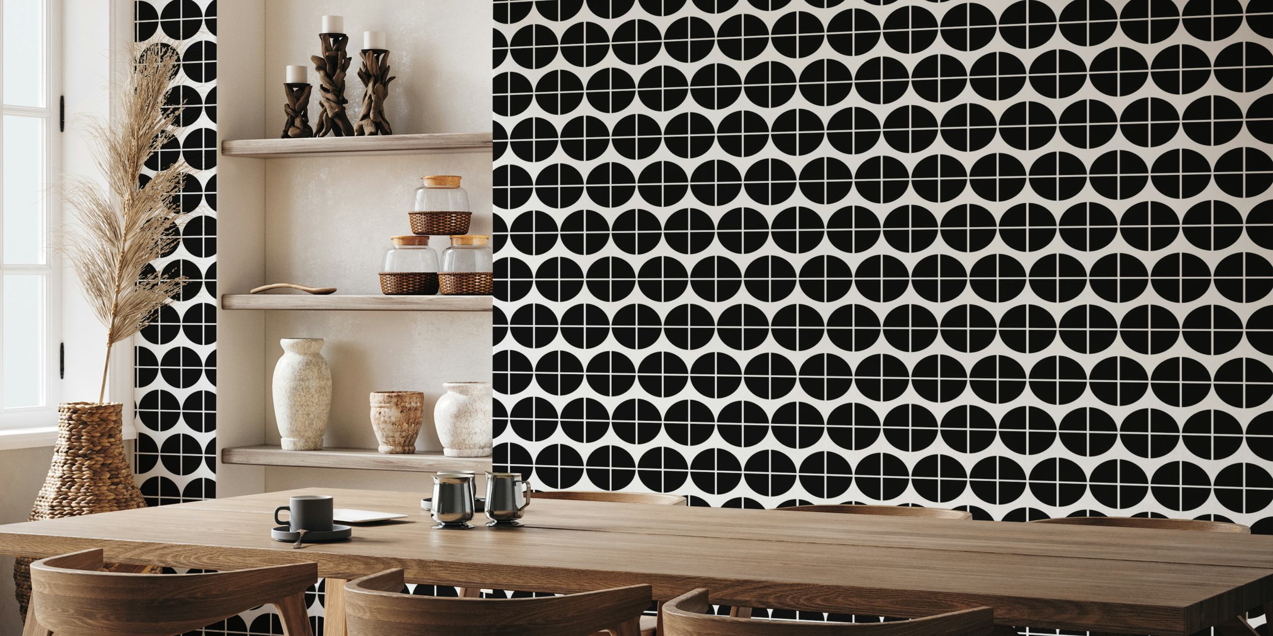 Black dots on a white background wall mural