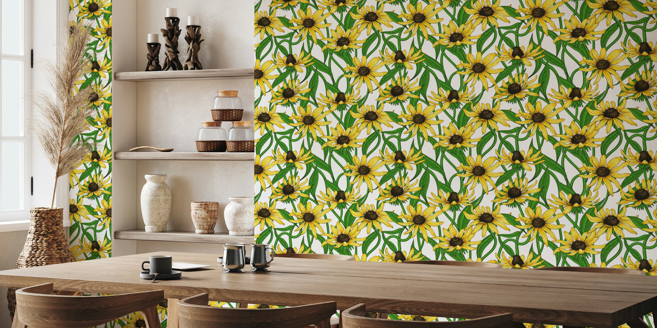 Design de papier peint de fleurs de Rudbeckie jaune