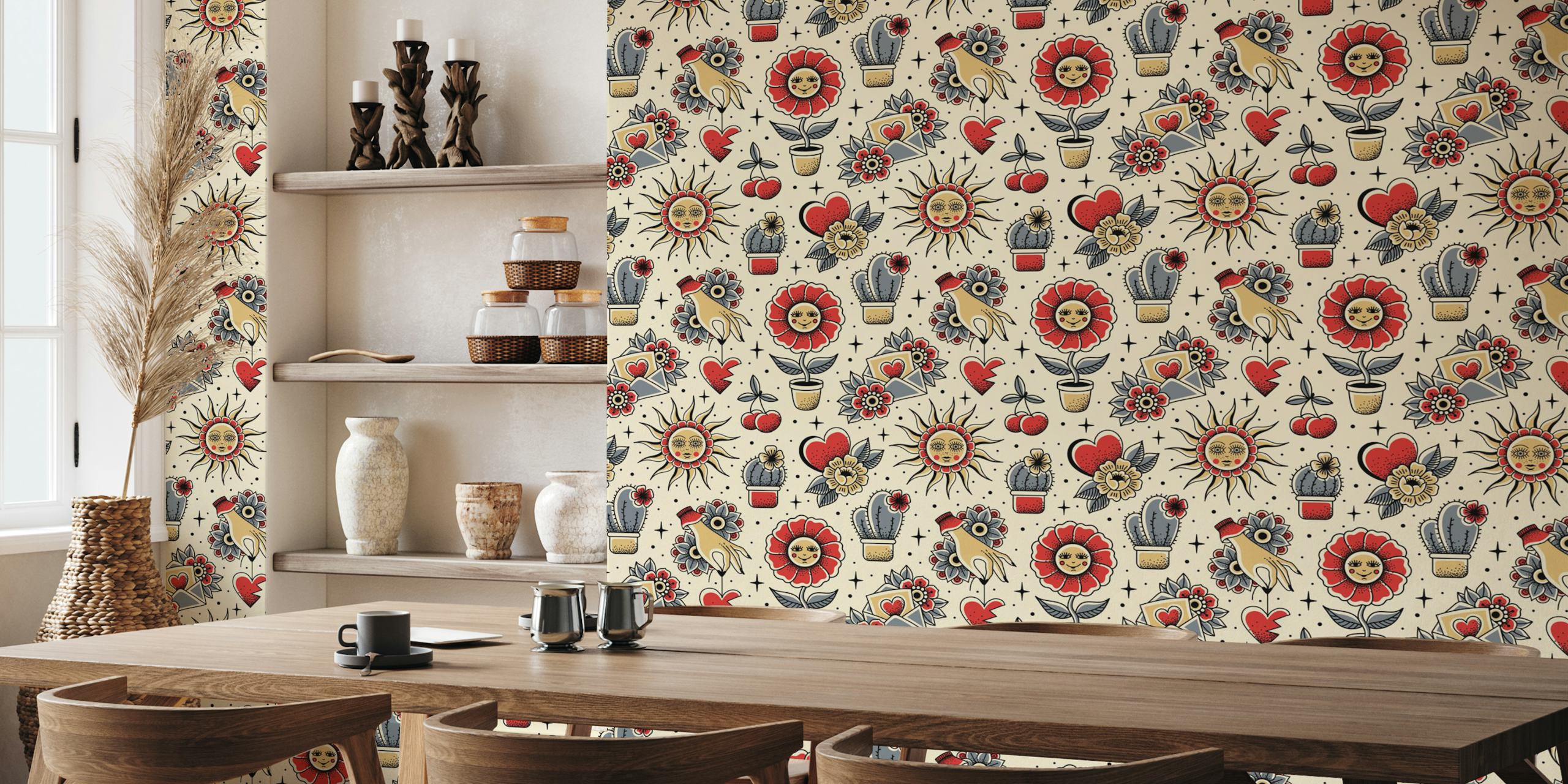 Traditional flash tattoo wallpaper design