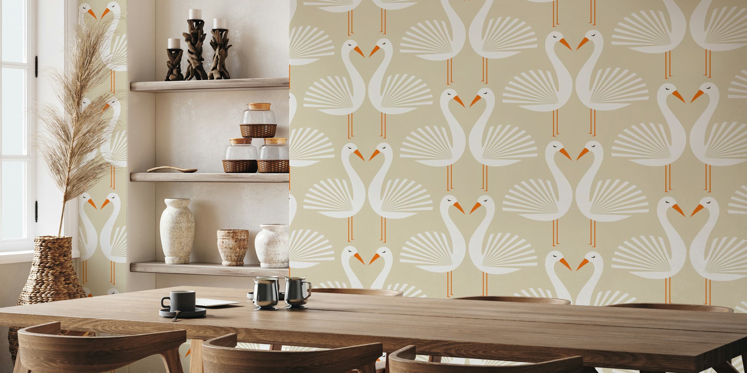 Romantic Love Birds wallpaper in a room