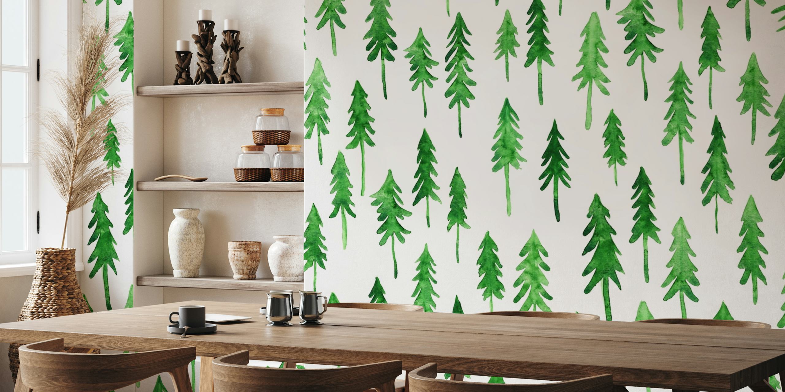 Pine Trees in Watercolor 2 wallpaper