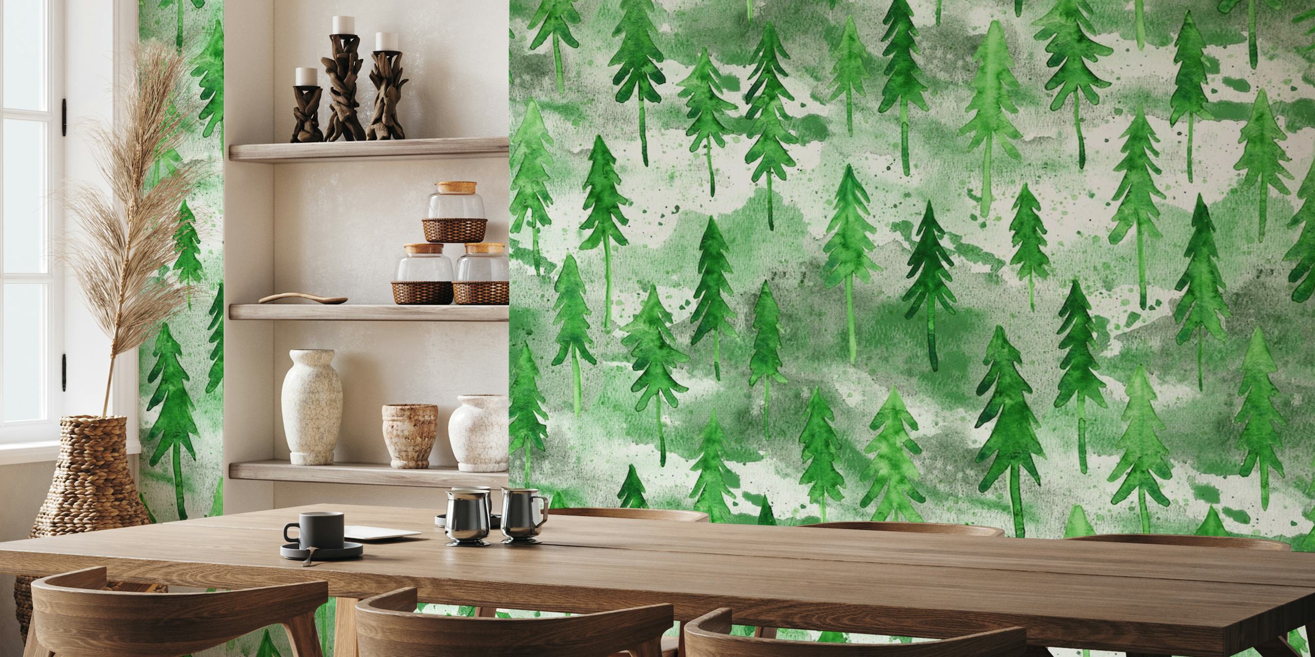 Pine Trees in Watercolor 3 wallpaper