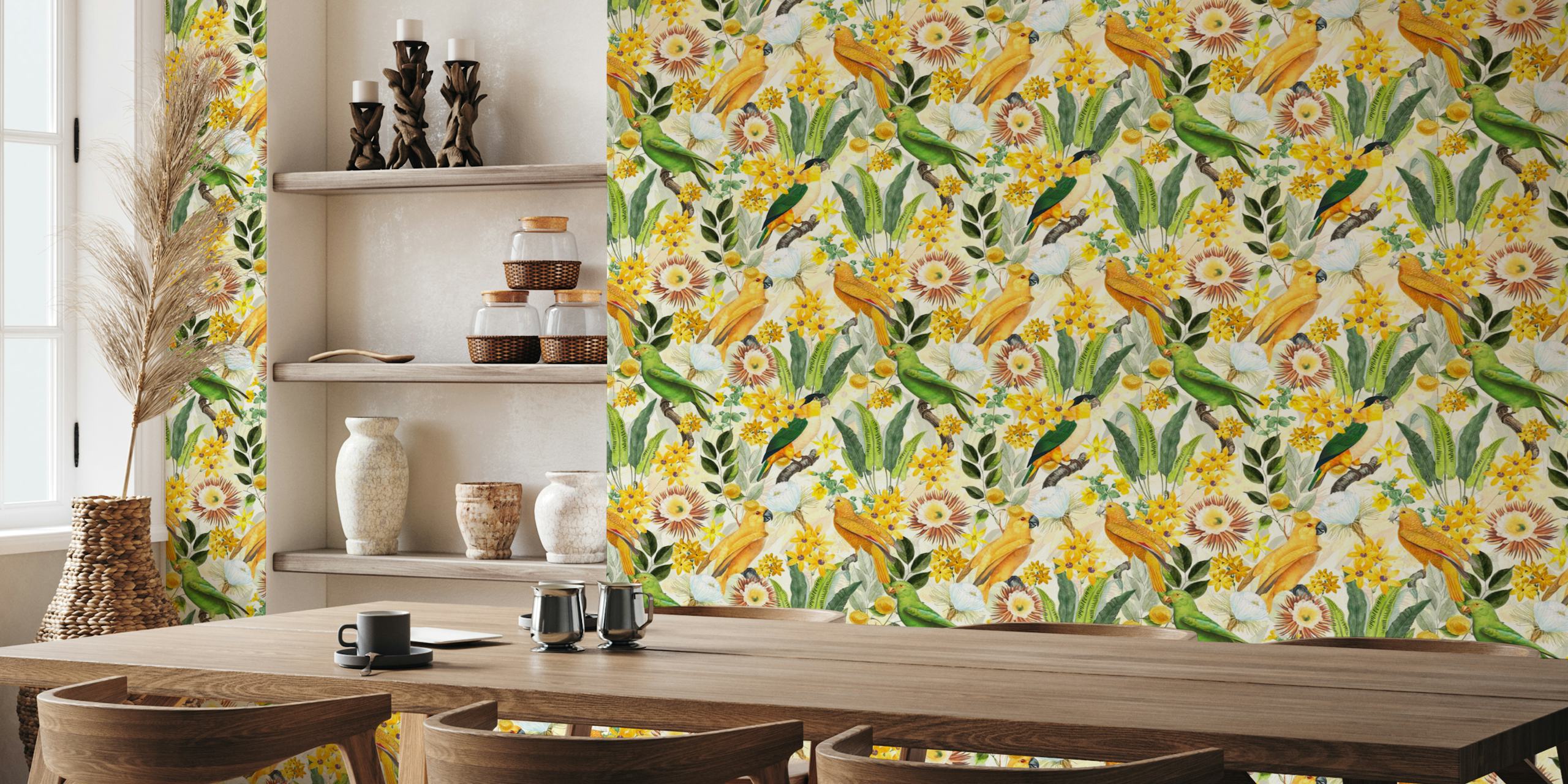 Tropical birds vægdesign i et rum