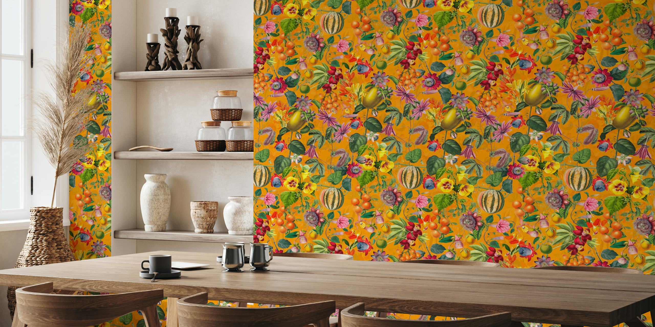 Vintage tropical summer fruits jungle ταπετσαρία