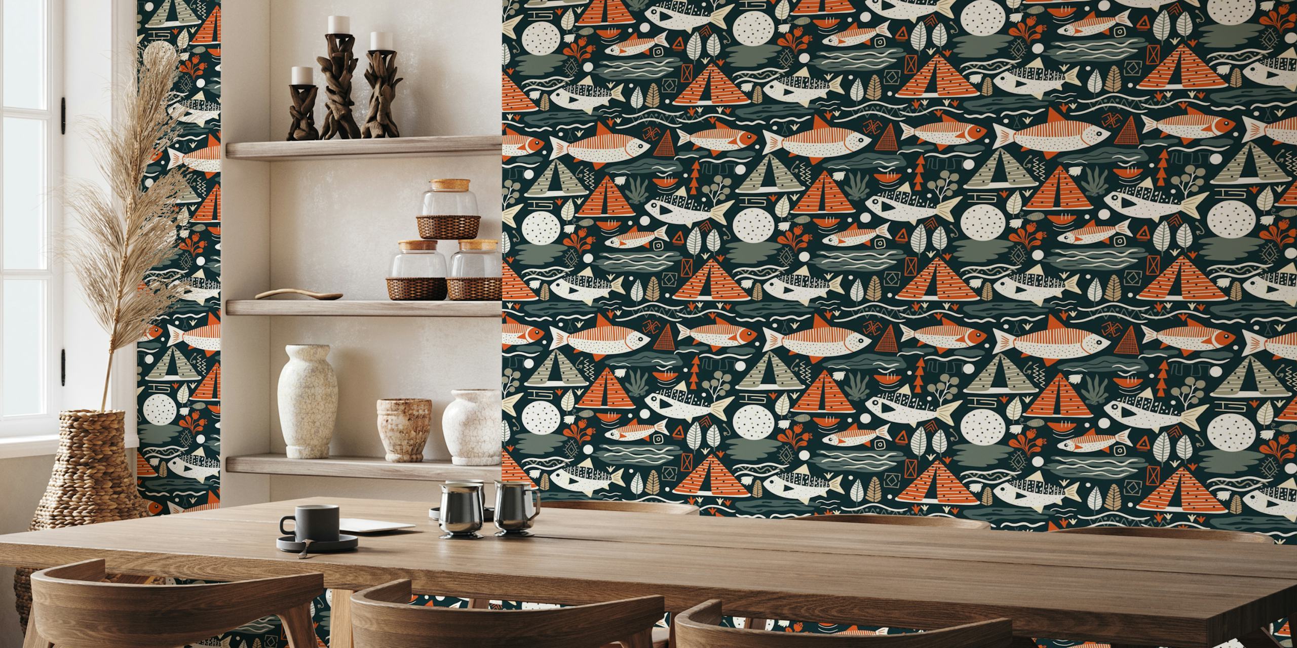 Lake Life tapetdesign i et rum