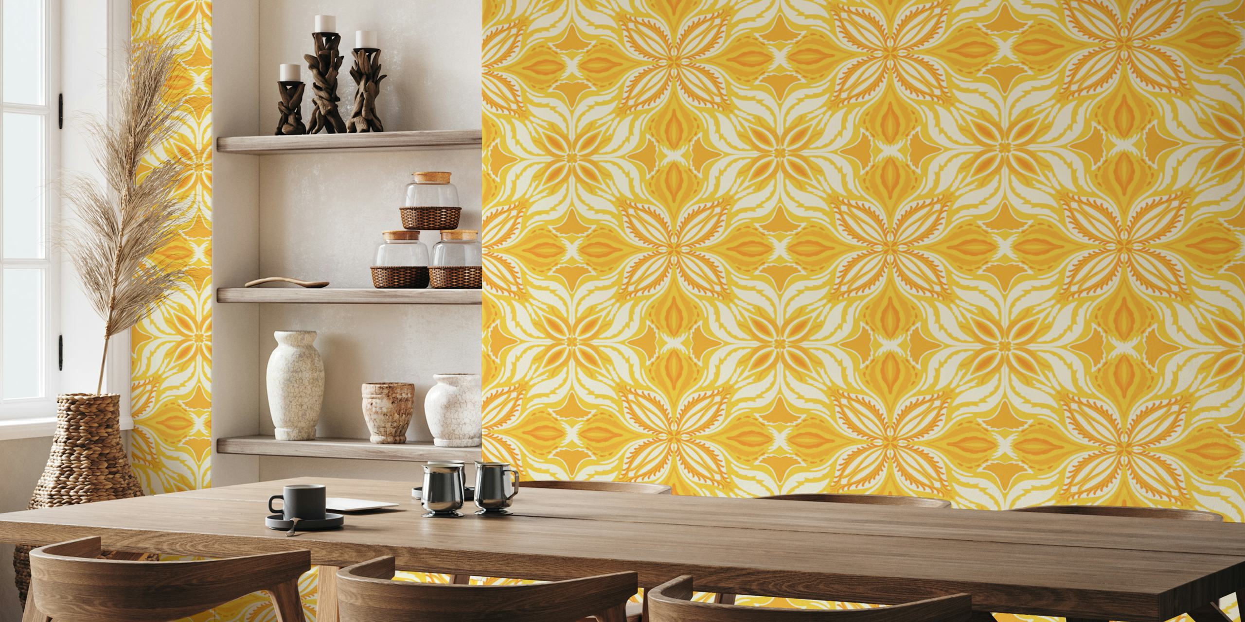 Ornate yellow and orange carrelage dans une pièce