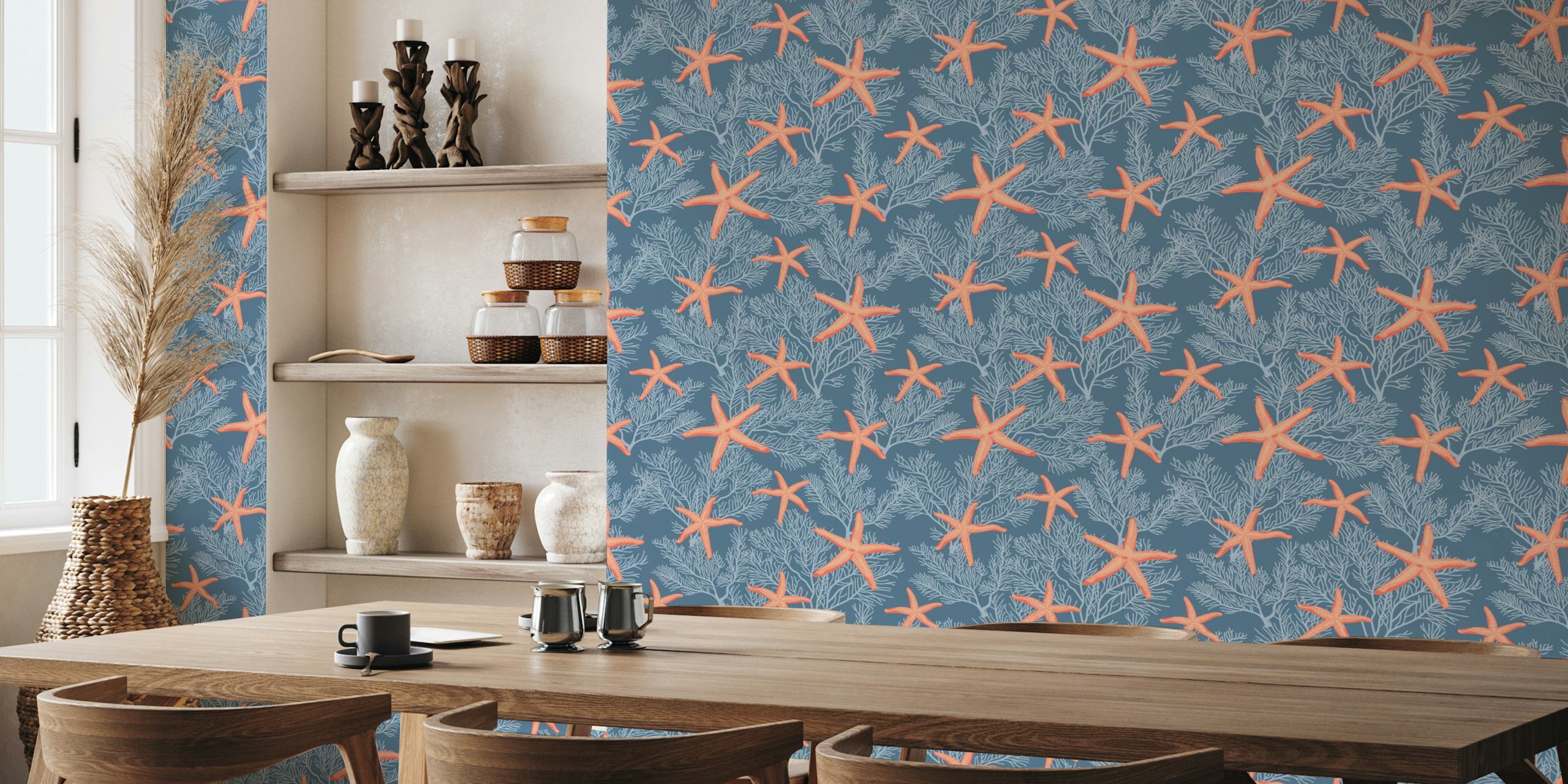 Starfish wallpaper in a room