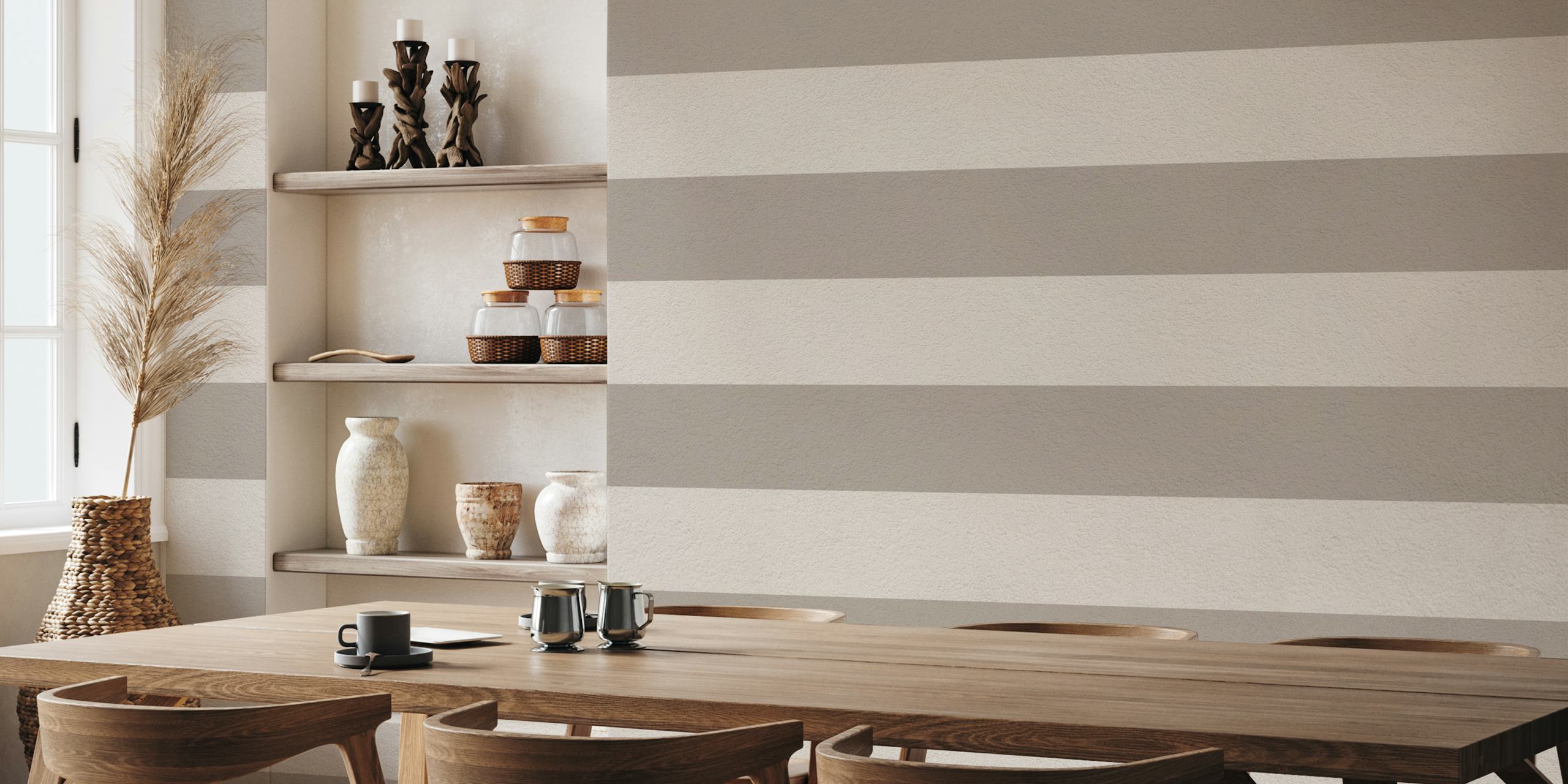 Beige Bold Stripes Tapeta U Sobi