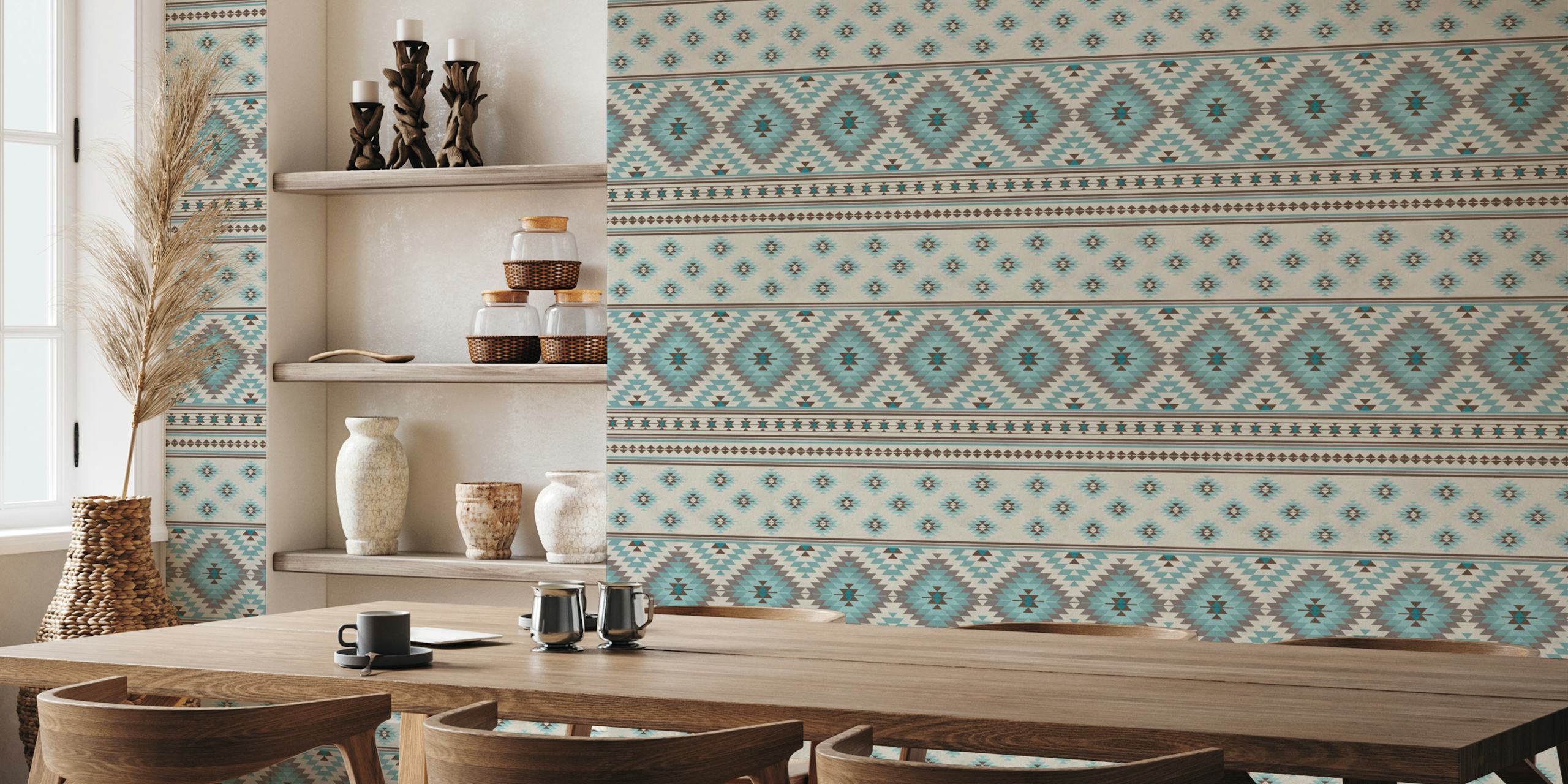 Kilim stripes wallpaper v stylovém pokoji