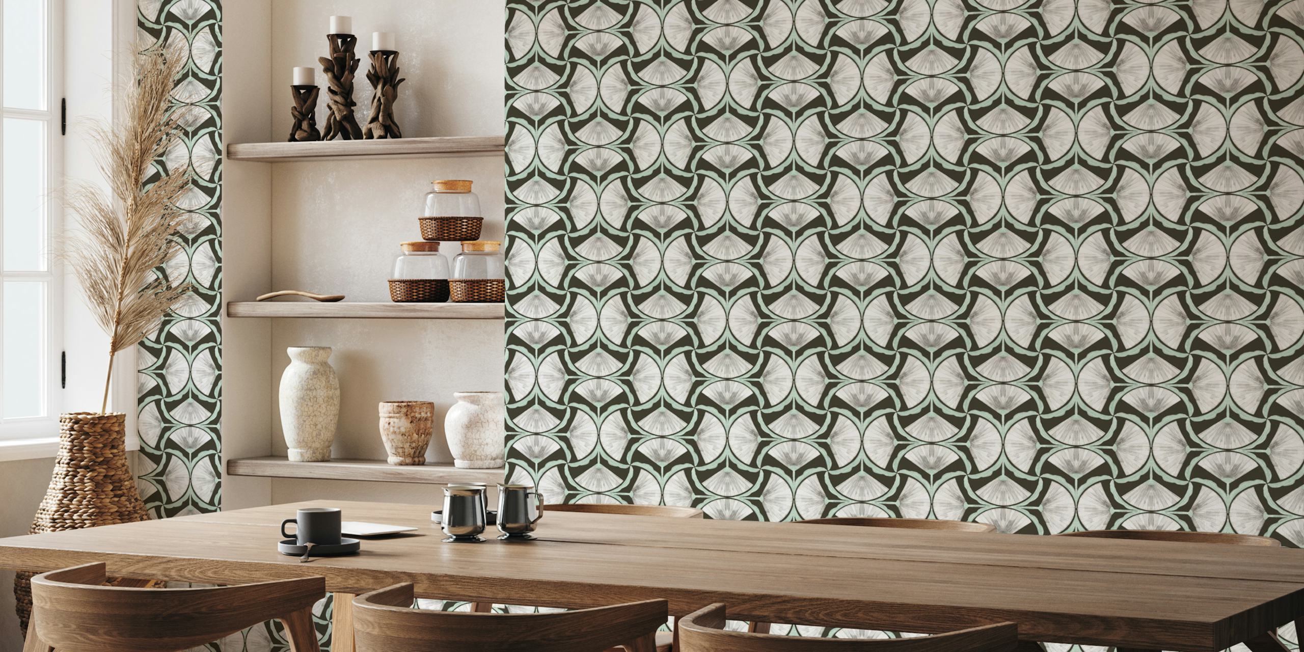 Floral tapetdesign i mörka toner