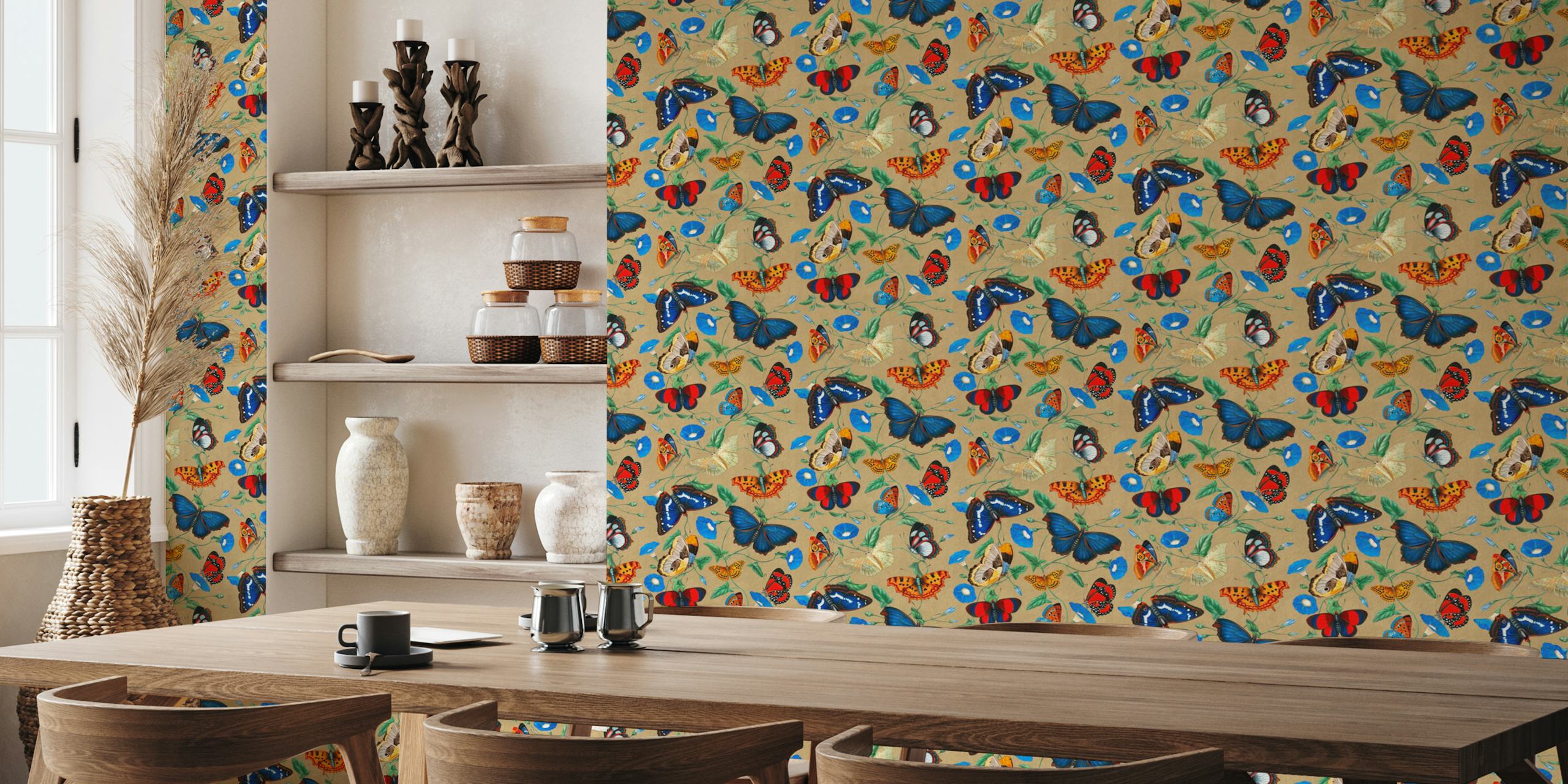 Papillonia wallpaper with butterflies in a room