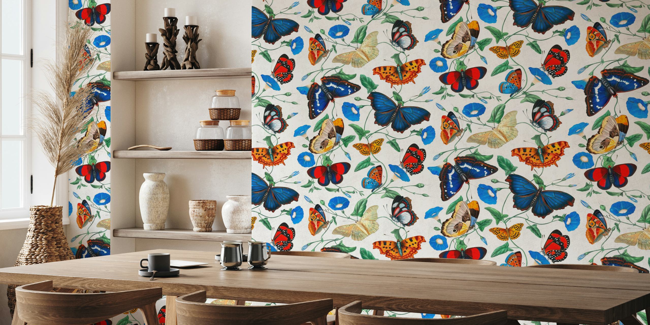 Butterfly wallpaper design in a room