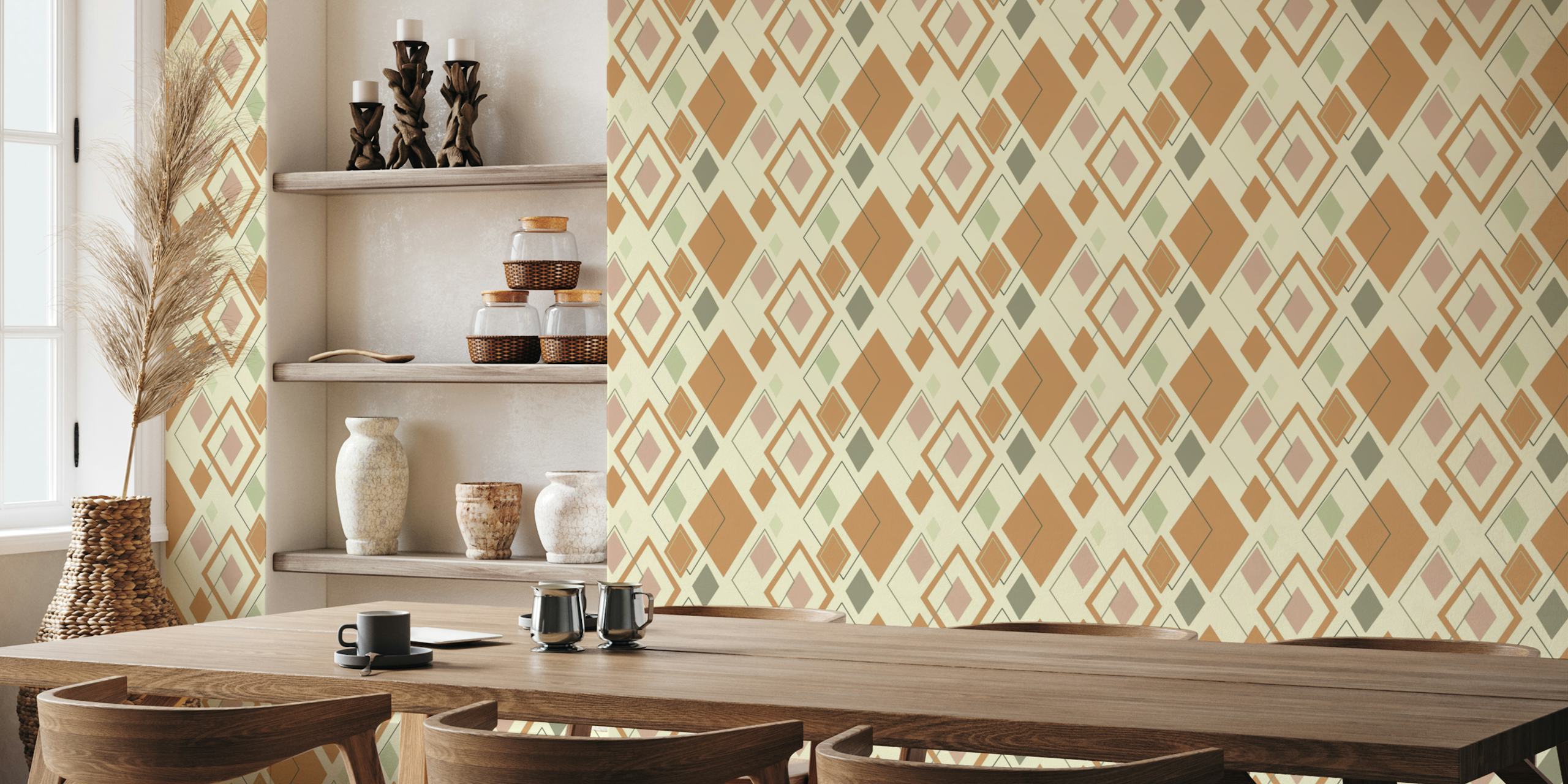 70s abstract wallpaper pattern in a room
