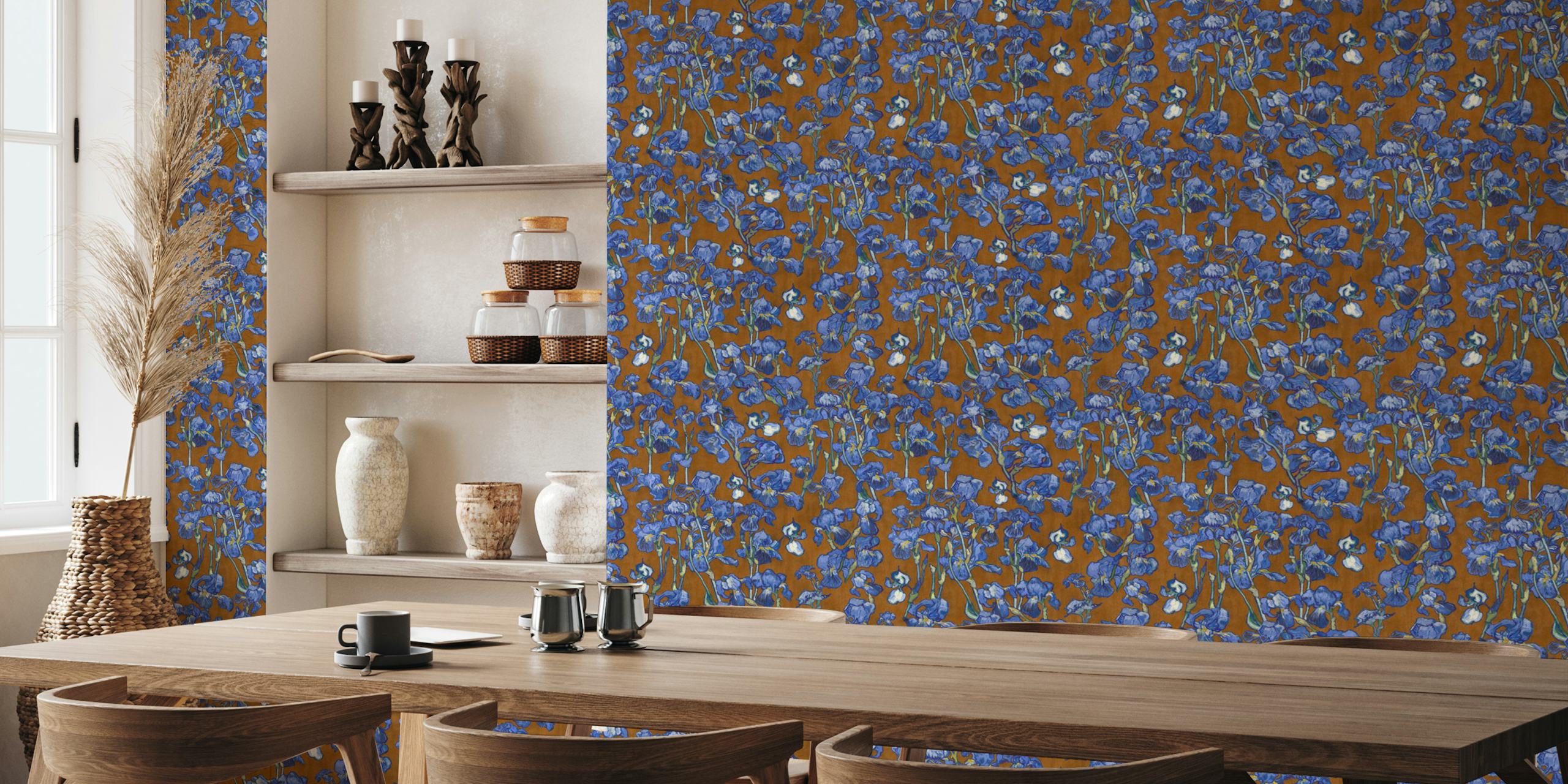Tapeta Van Gogh Irises Pattern w pokoju