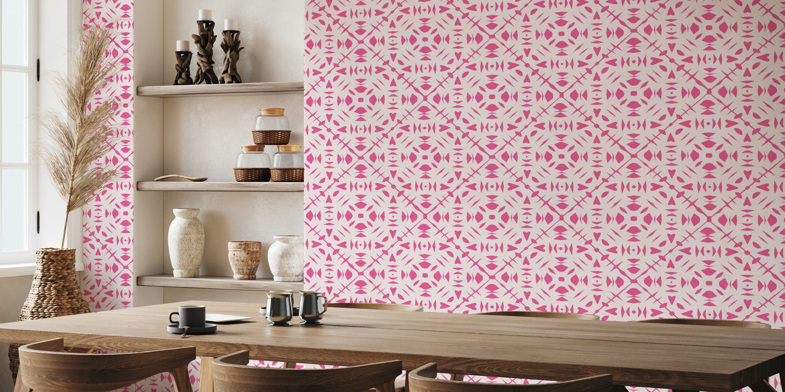Papercut pink rose papier peint dans une pièce