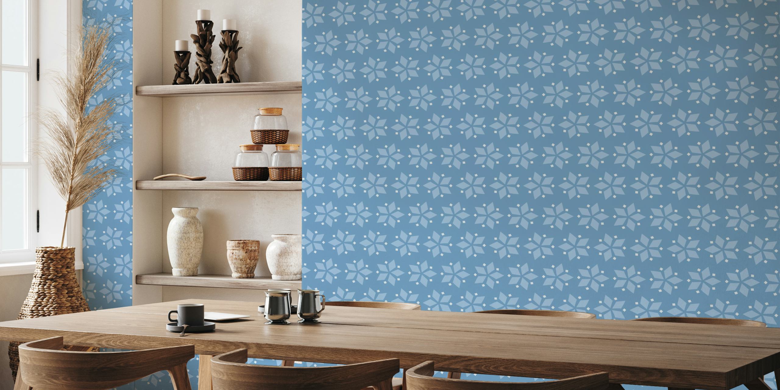 Ταπετσαρία Mosaic blue lightblue σε ένα δωμάτιο