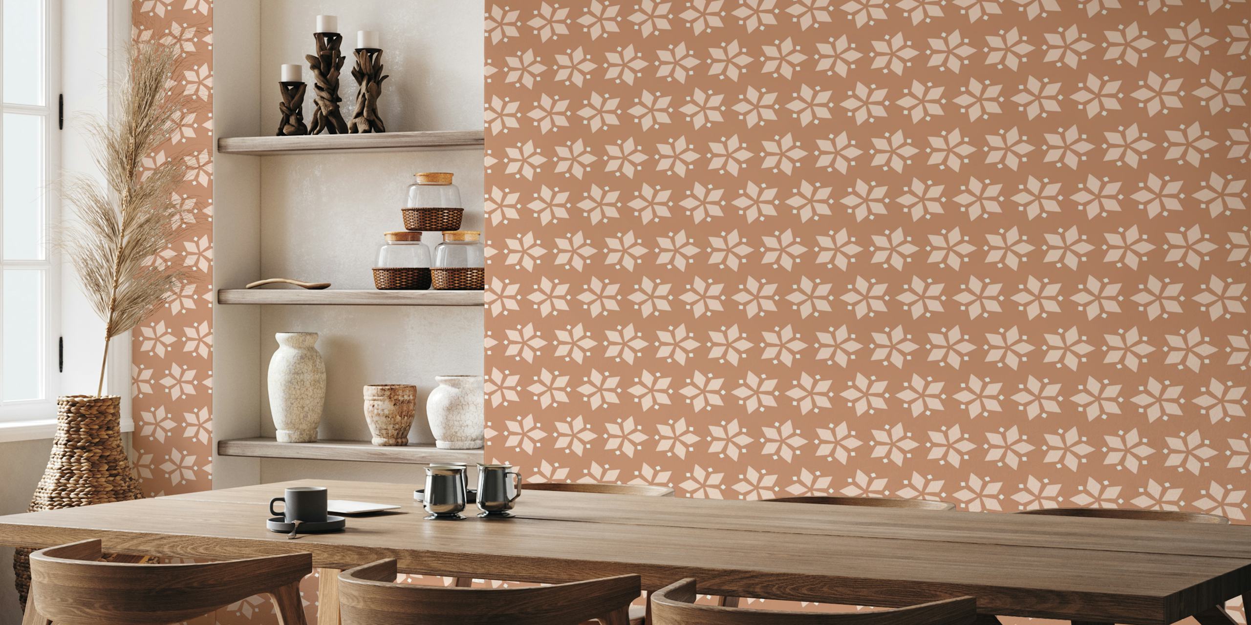 Mosaic boho brown tapetti huoneessa