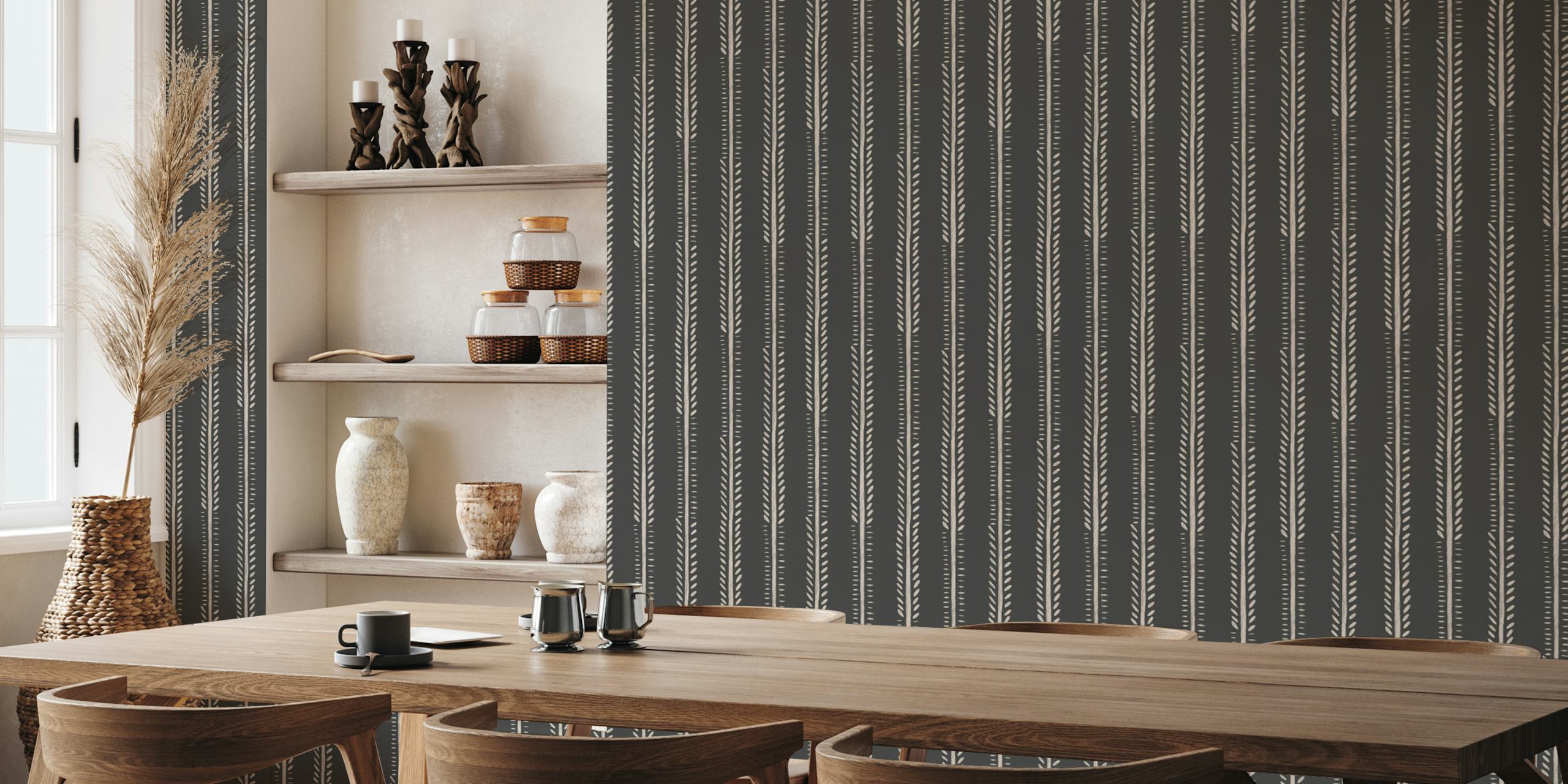 Deco line art wallpaper design in a room