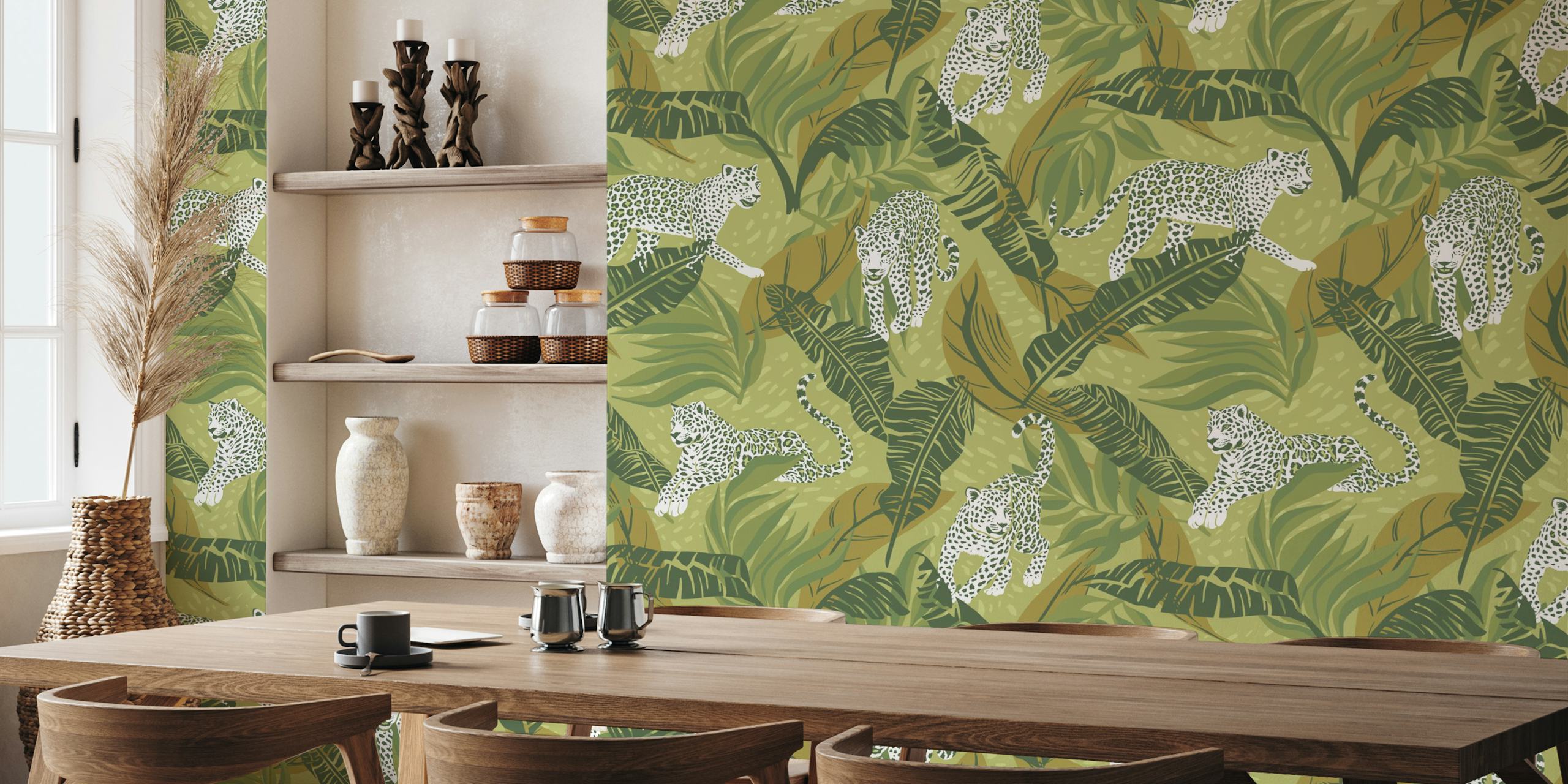 Leopard Crush Green wallpaper in a room