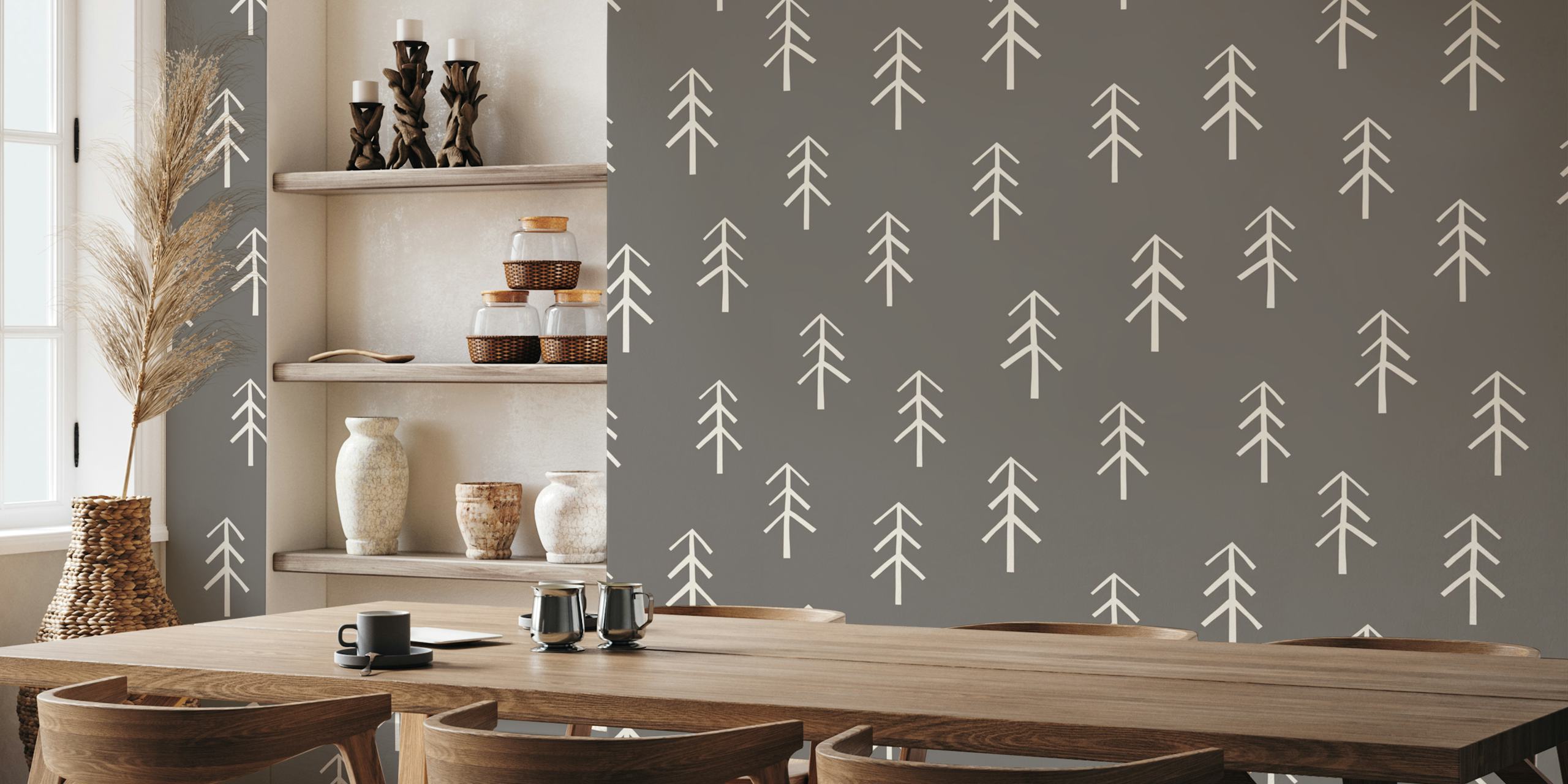 Forest Pattern dark brown design de papel de parede