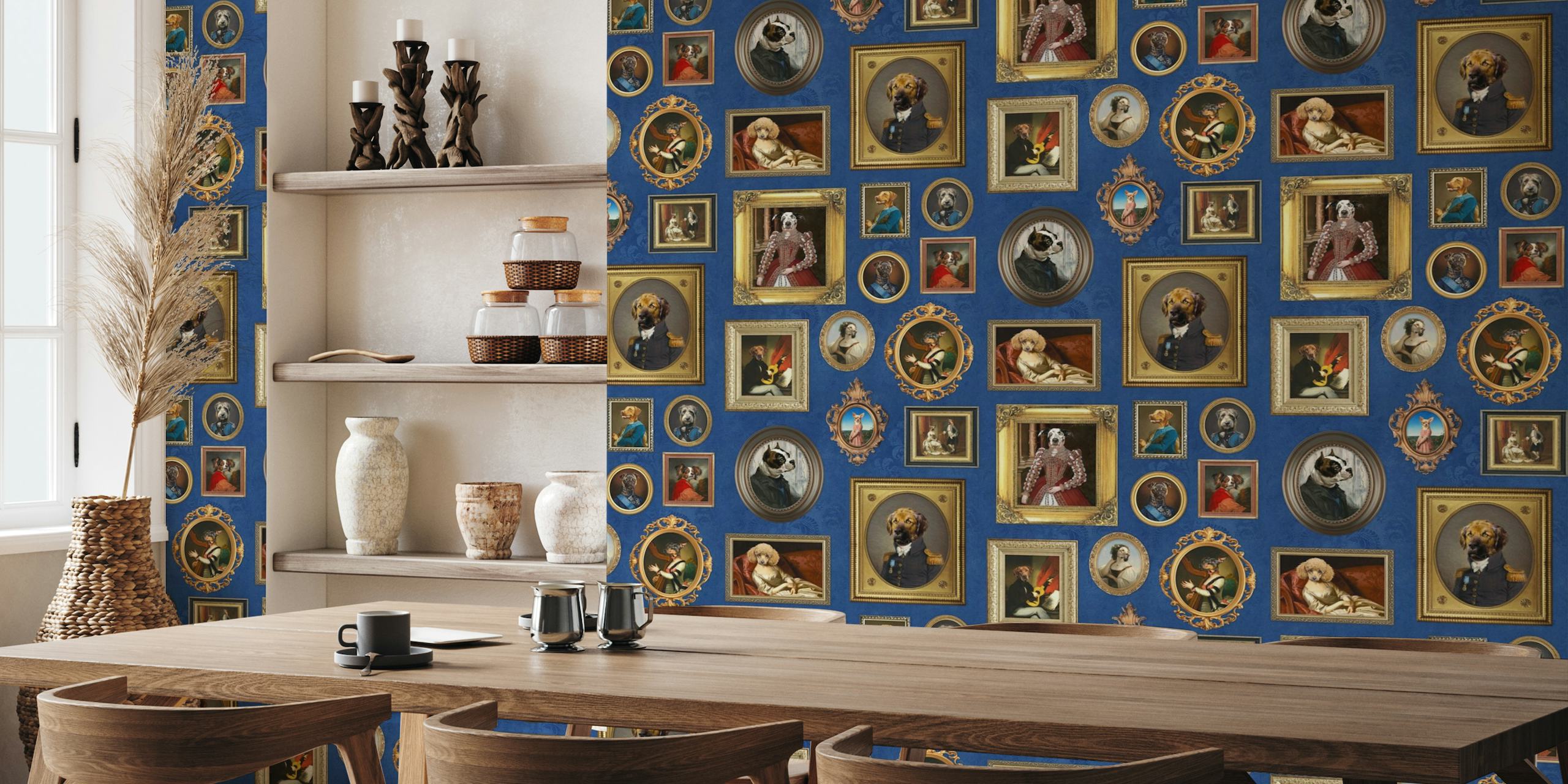 Dog Lovers Portrait Collection in Cobalt Blue wallpaper
