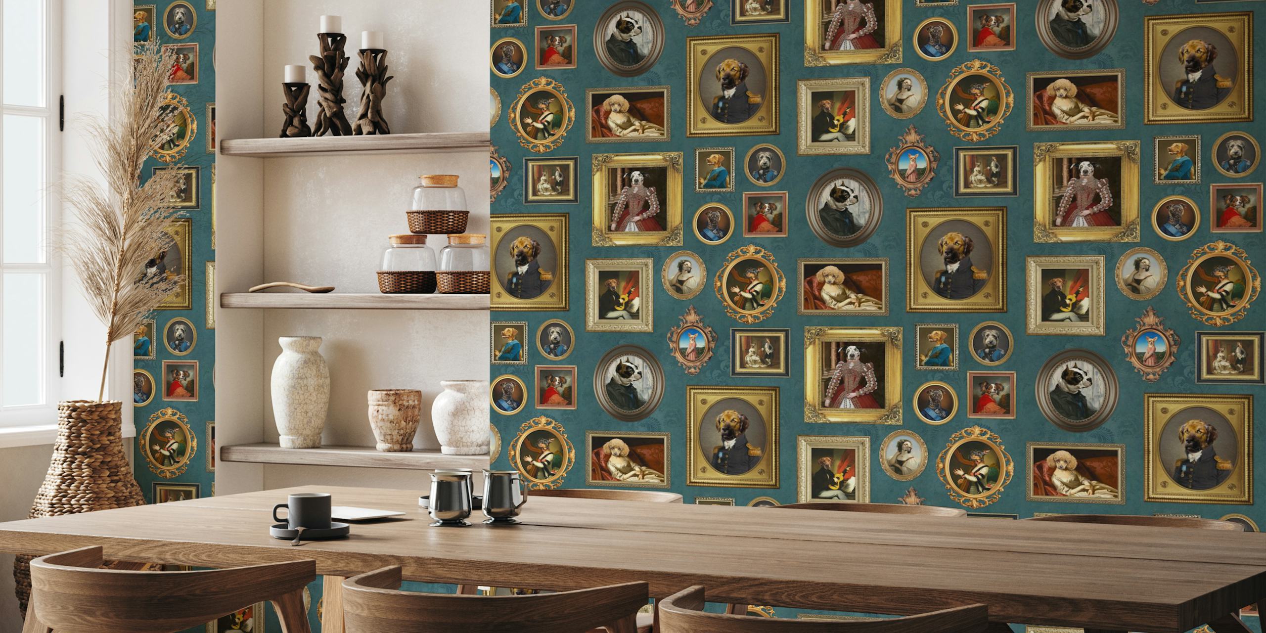 Dog Lovers Portrait Collection in teal blue