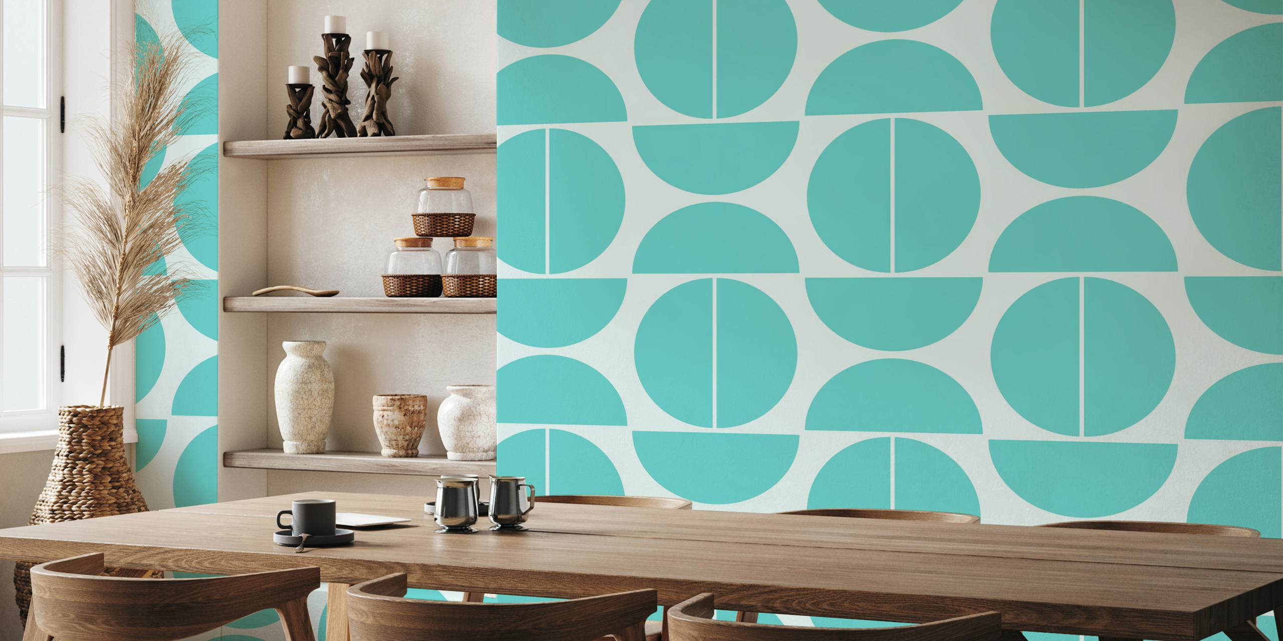Cyan Bauhaus Wallpaper-Design in einem Raum