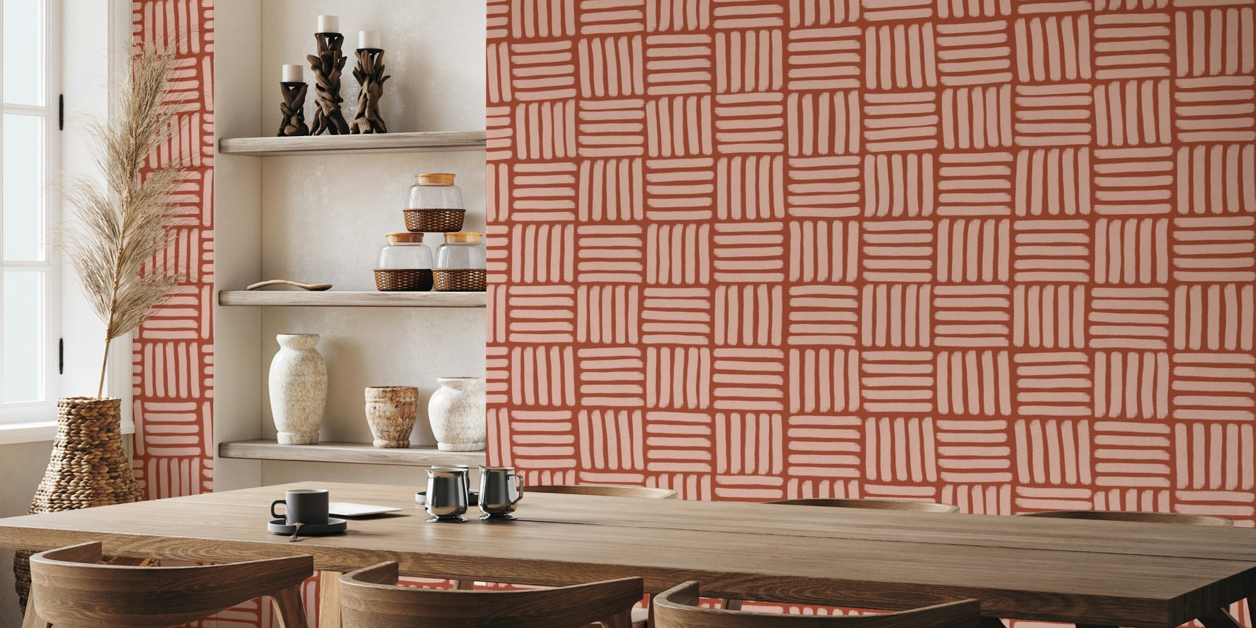Basketweave pattern wallpaper i et rom