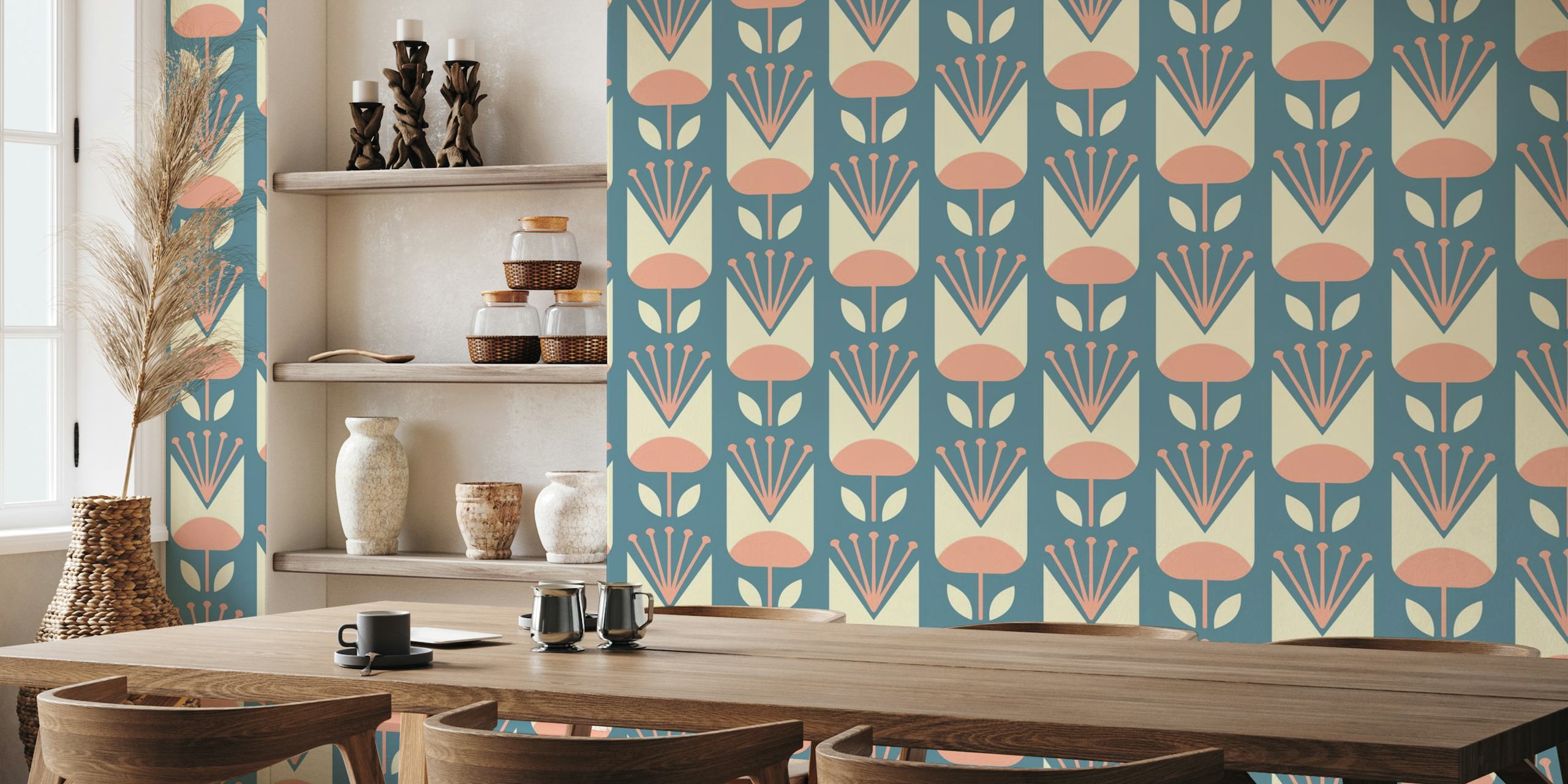 Scandi retro tulips pattern (2409) papel pintado