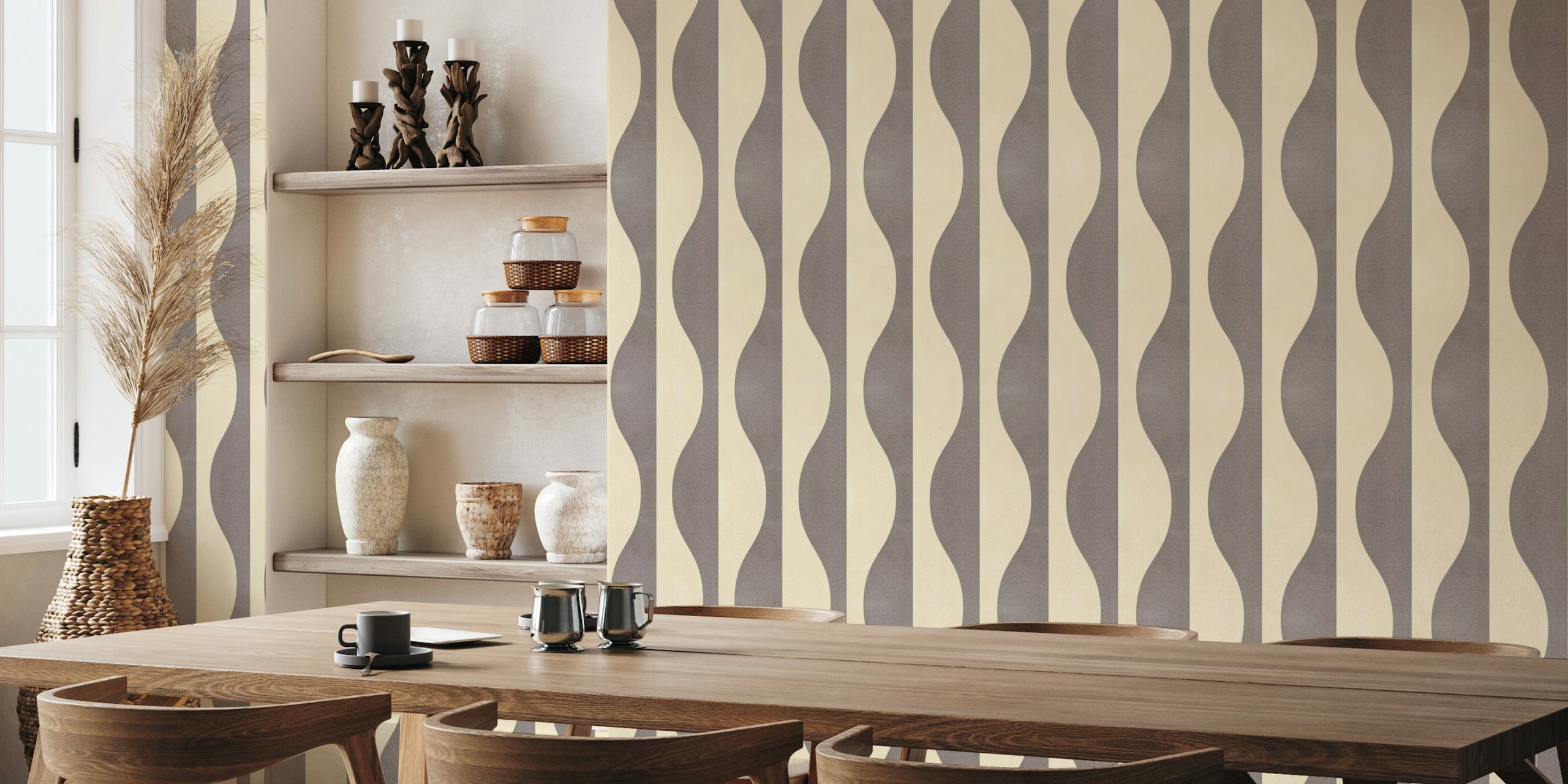 Vintage Abstract Geo Pattern Grey and Cream wallpaper