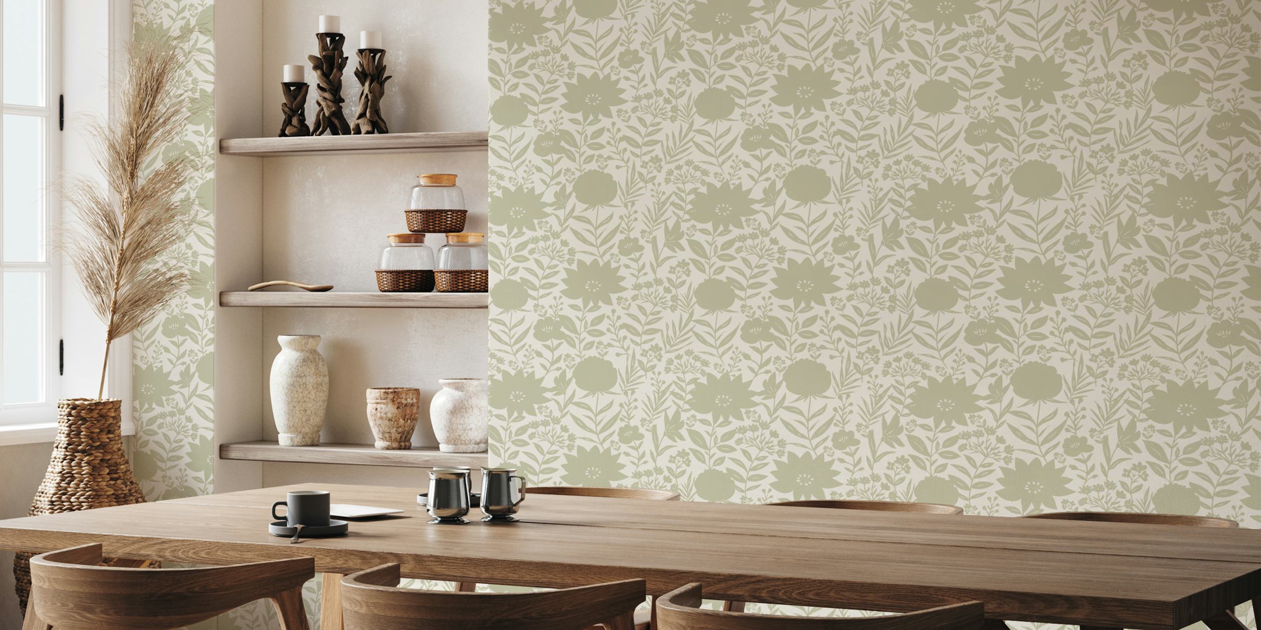 Elegantní fototapeta Flower Shadow s jednobarevným květinovým vzorem