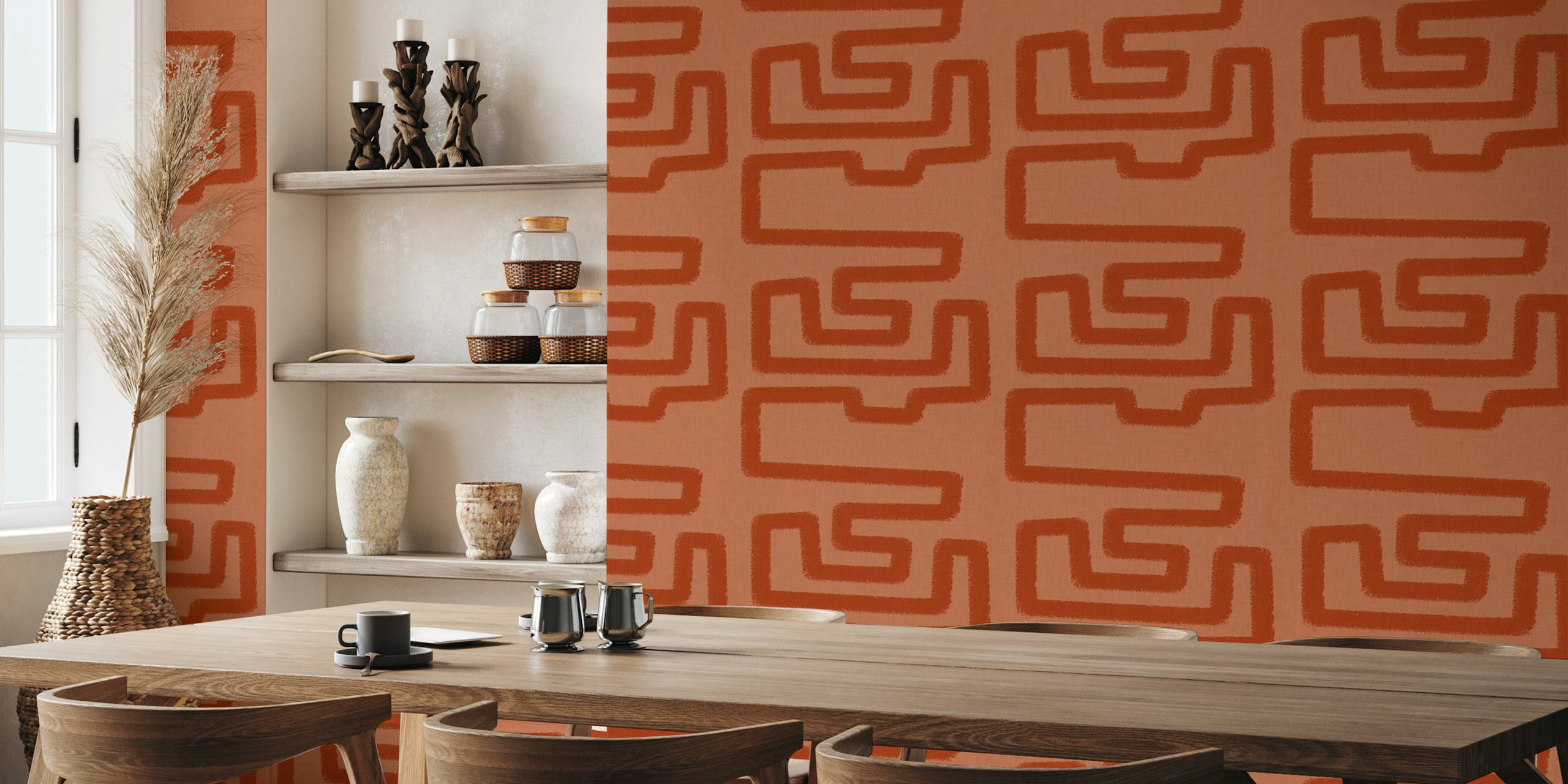 Terra color tribal lines pattern wallpaper