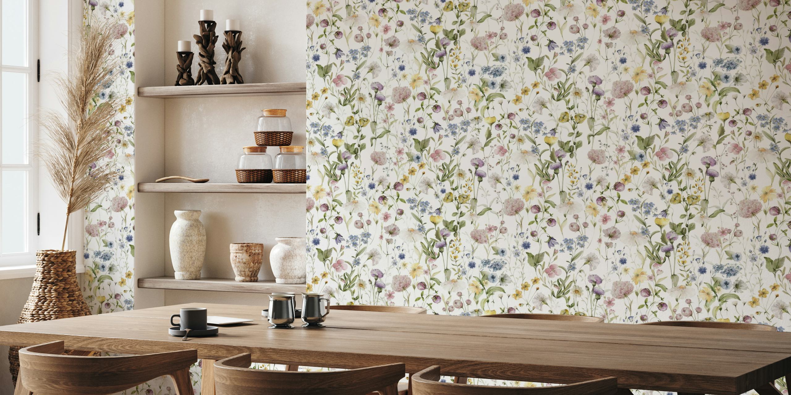 Enchanting wildflowers wallpaper in een kamer