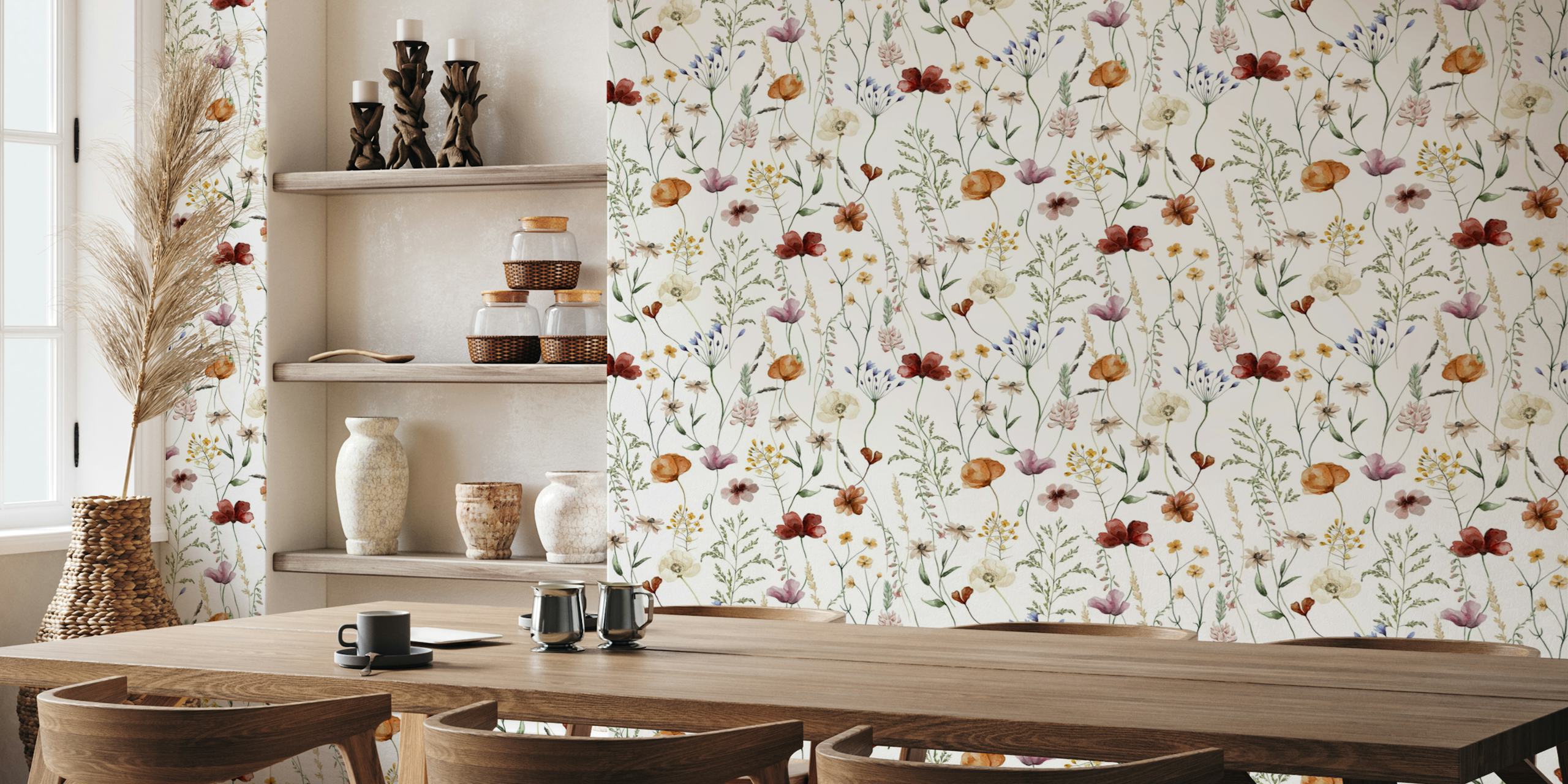Delicate floral pattern on white background with soft colors wallpaper