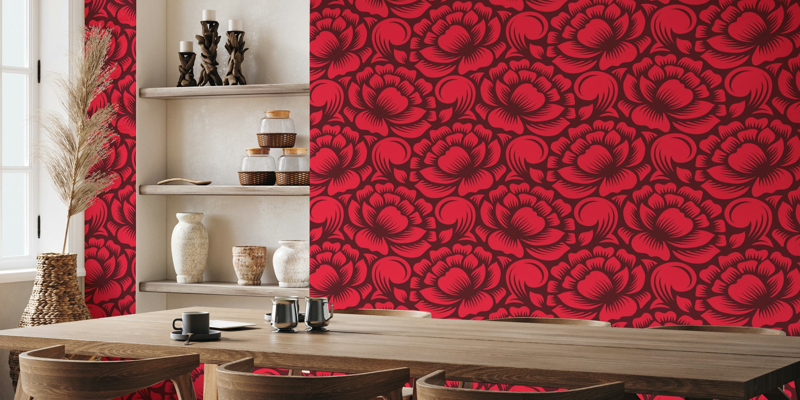 Red peonies silhouettes / 2793B tapete