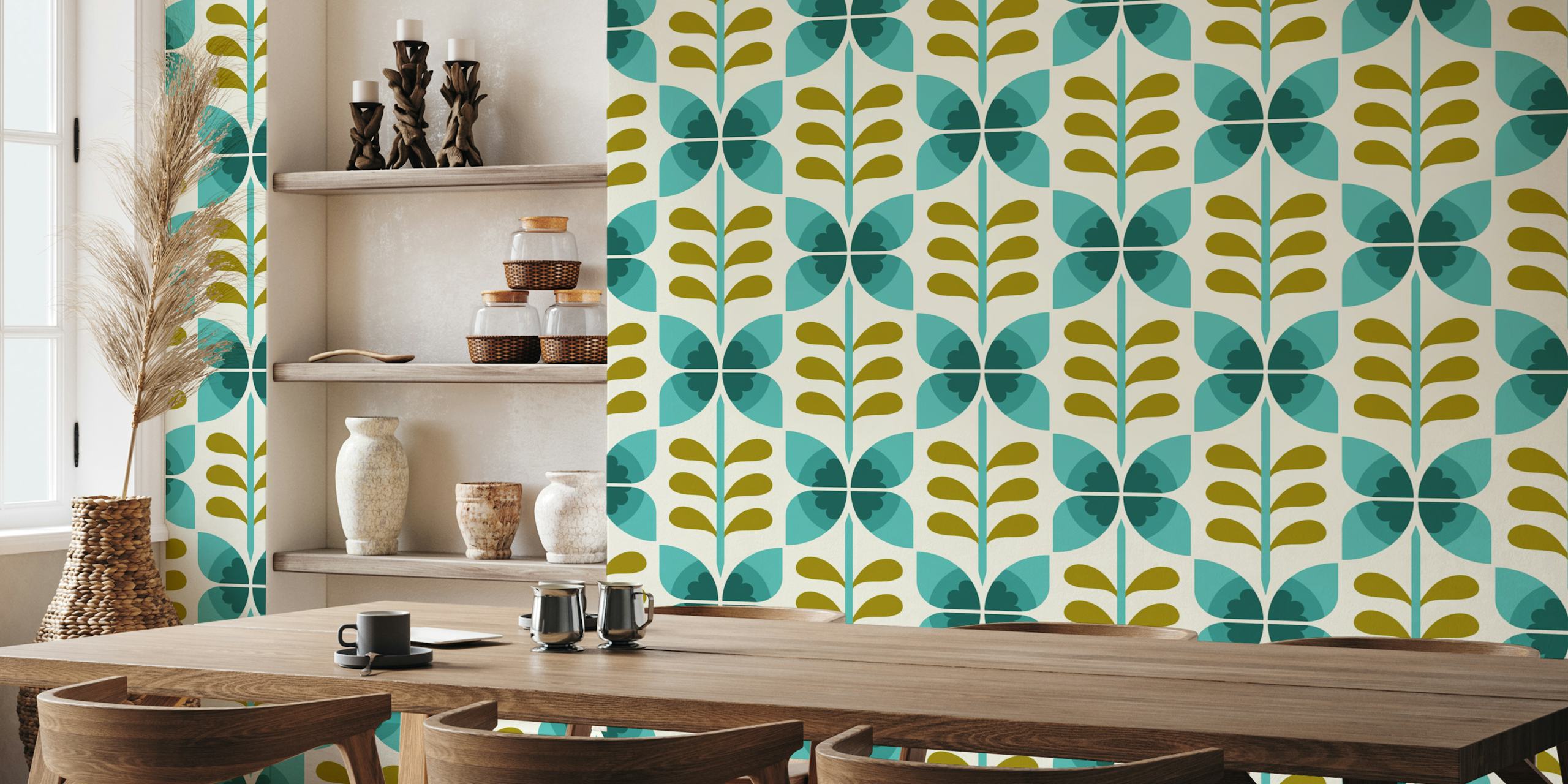 Tapeta Retro butterfly flowers v pokoji