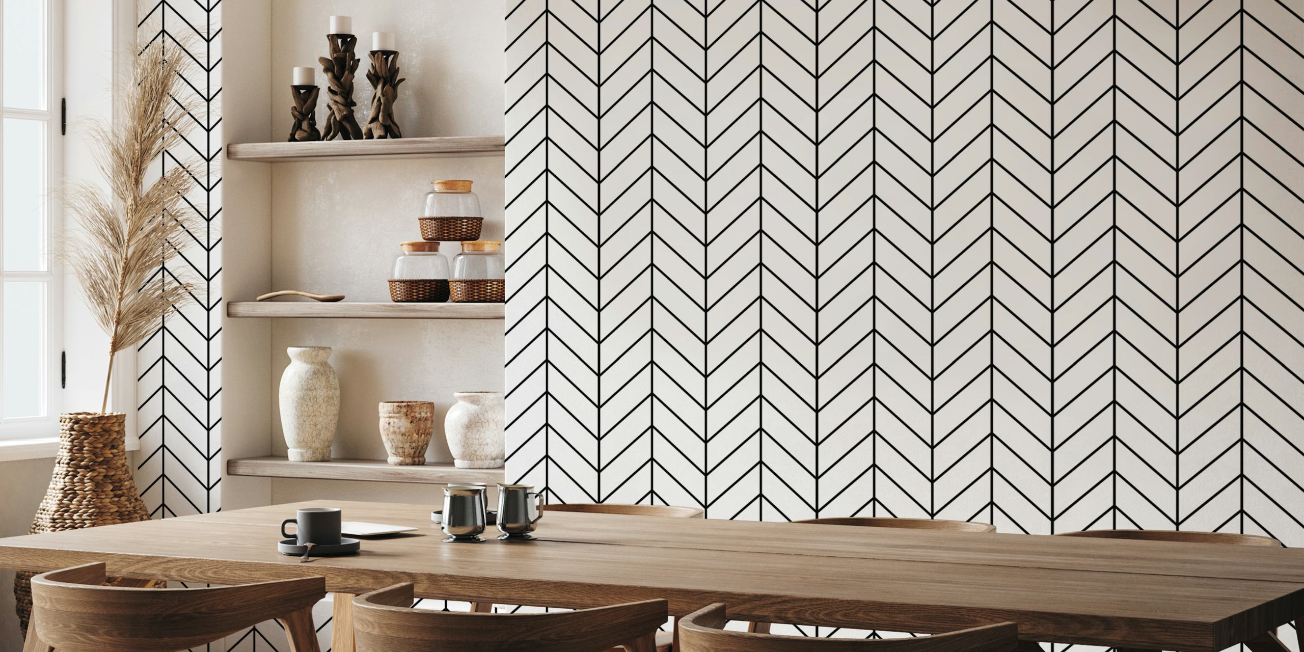 Chevron Pattern wallpaper in black and white
