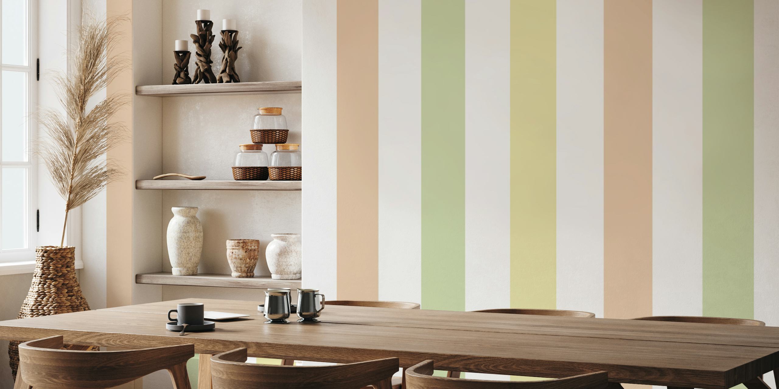 Pale Multicoloured Stripes Wallpaper σε ένα δωμάτιο