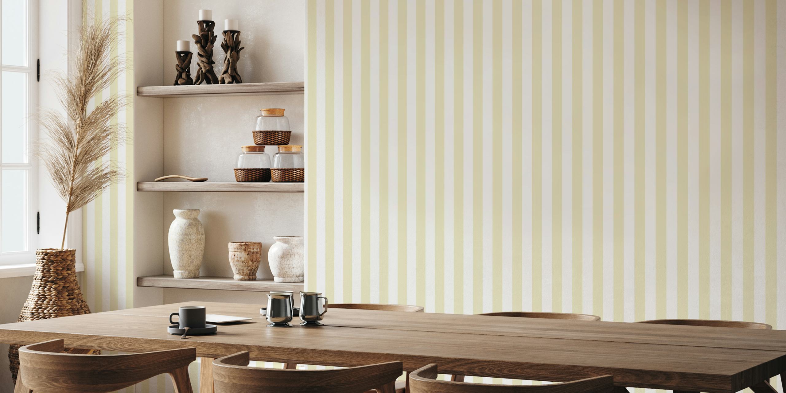 Cream and white striped wallpaper pattern